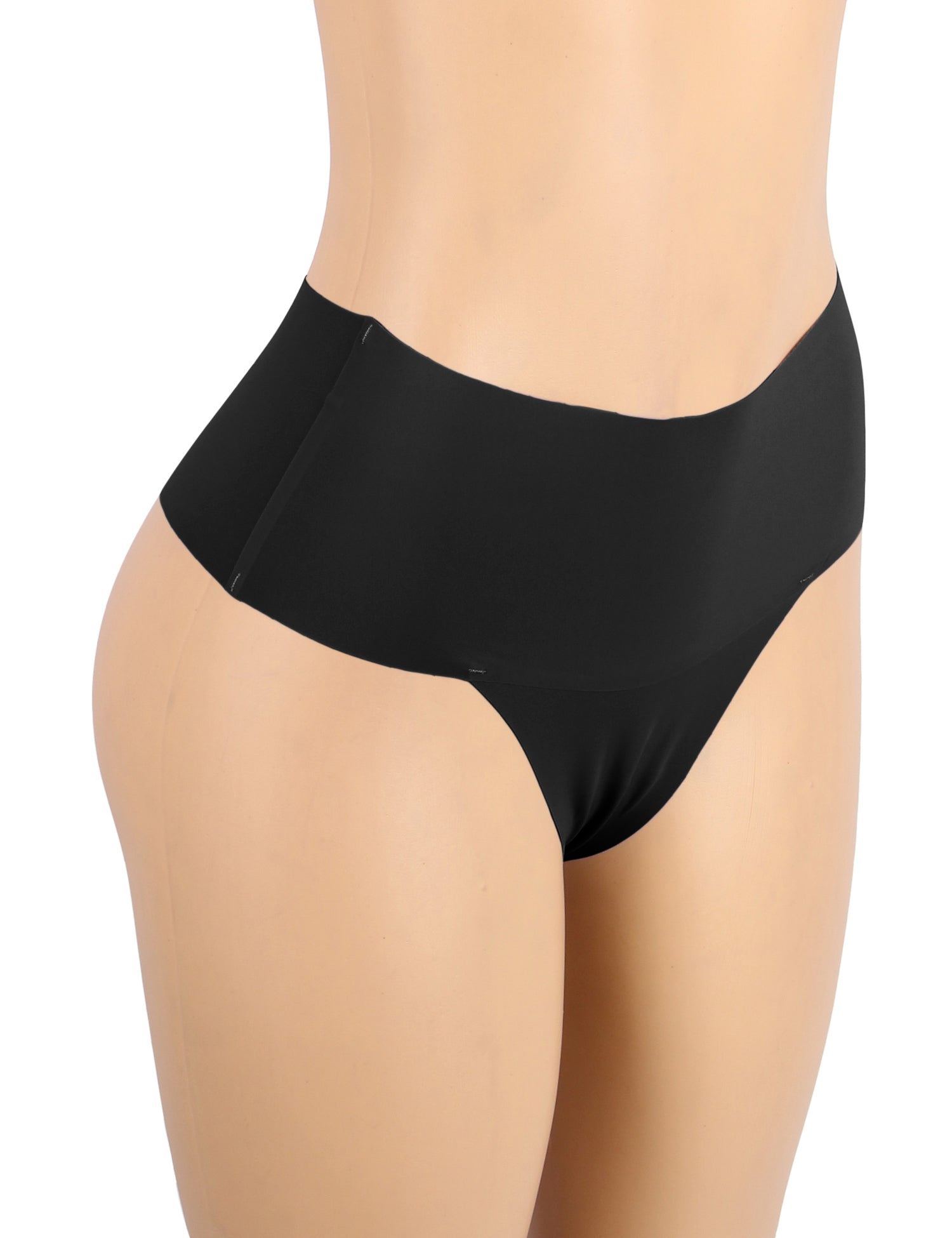 Black Sexy Ice Silk High Waist Seamless Panty