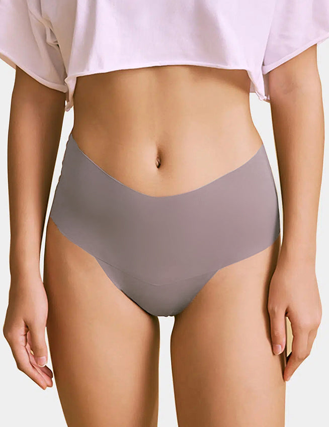 Purple Sexy Ice Silk High Waist Seamless Panty