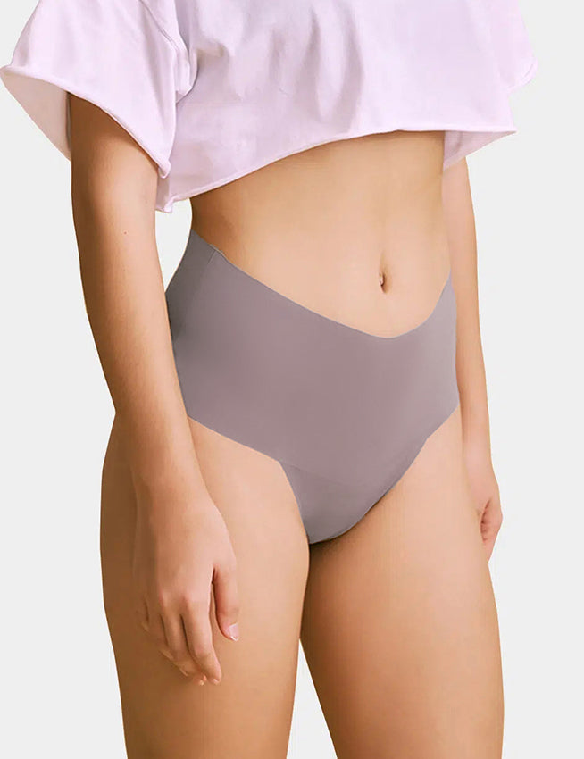 Purple Sexy Ice Silk High Waist Seamless Panty