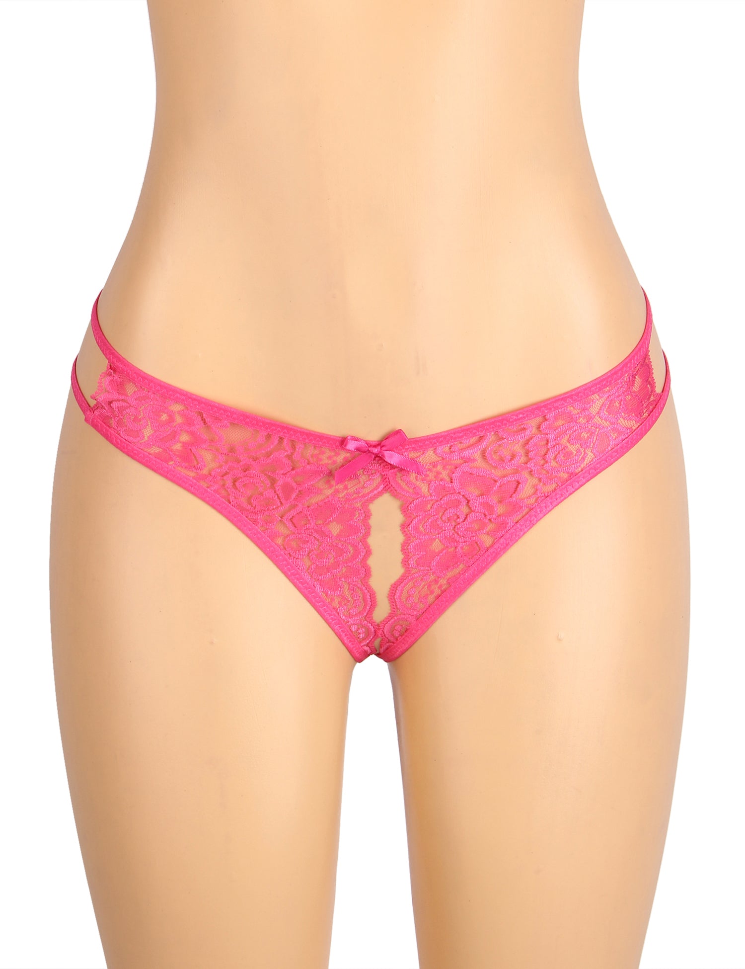 Rose Sexy Open Crotch Lace Bow Panty