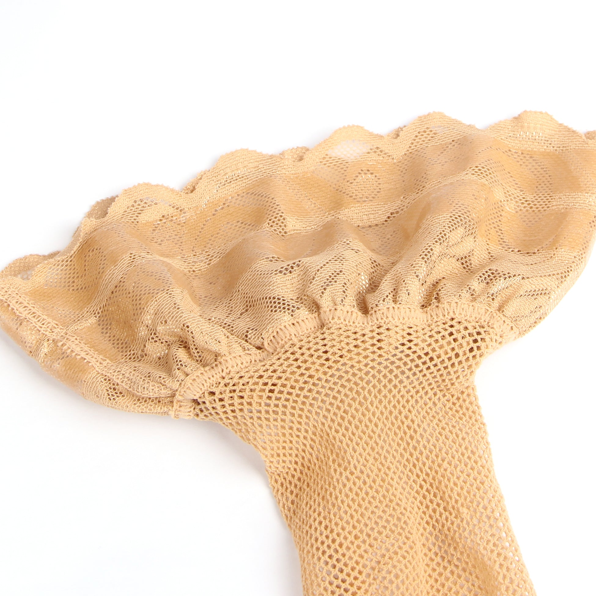 Nude Fishnets Thigh High Stockings Silicone Lace Top Stay Up Sheer Hosiery