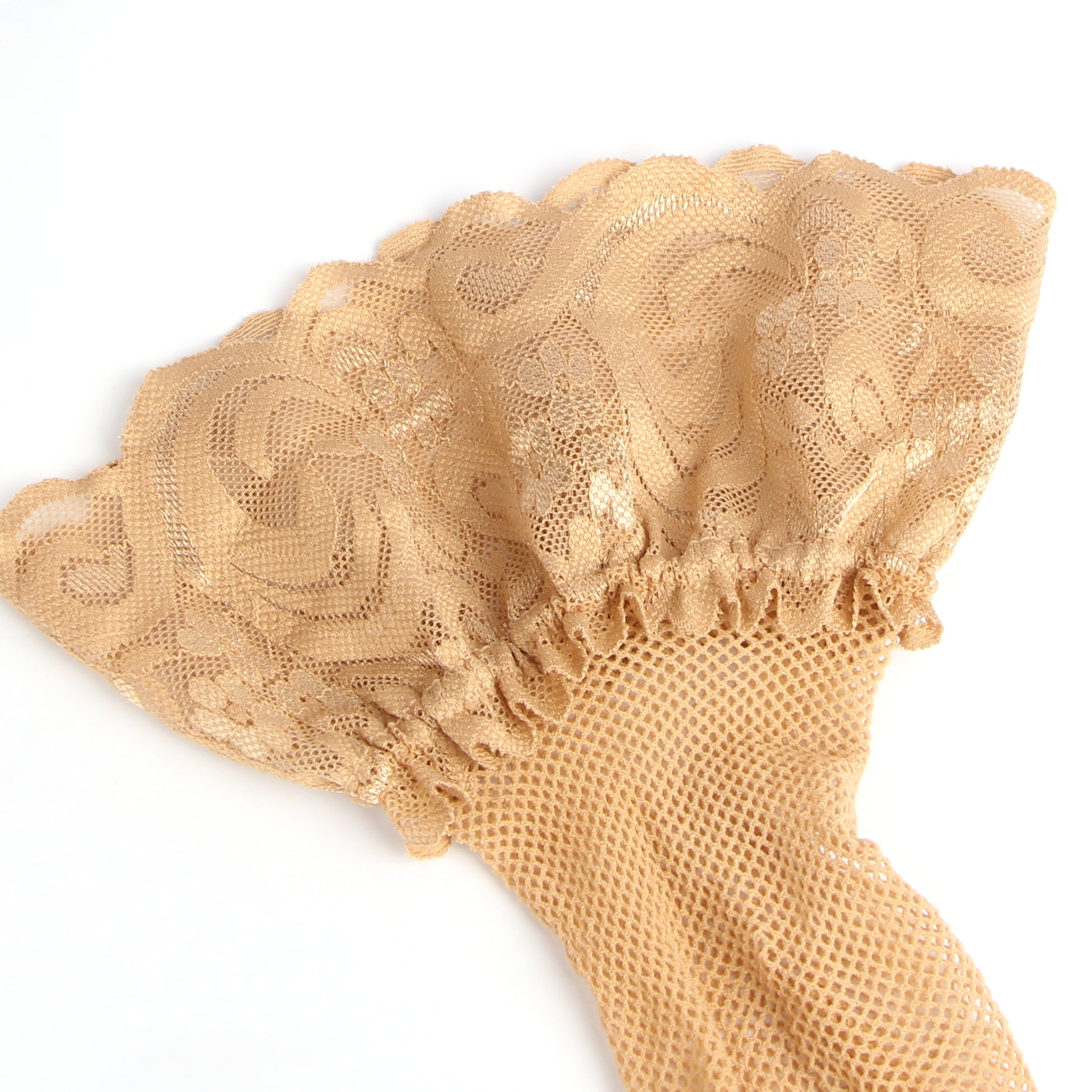 Nude Fishnets Thigh High Stockings Silicone Lace Top Stay Up Sheer Hosiery