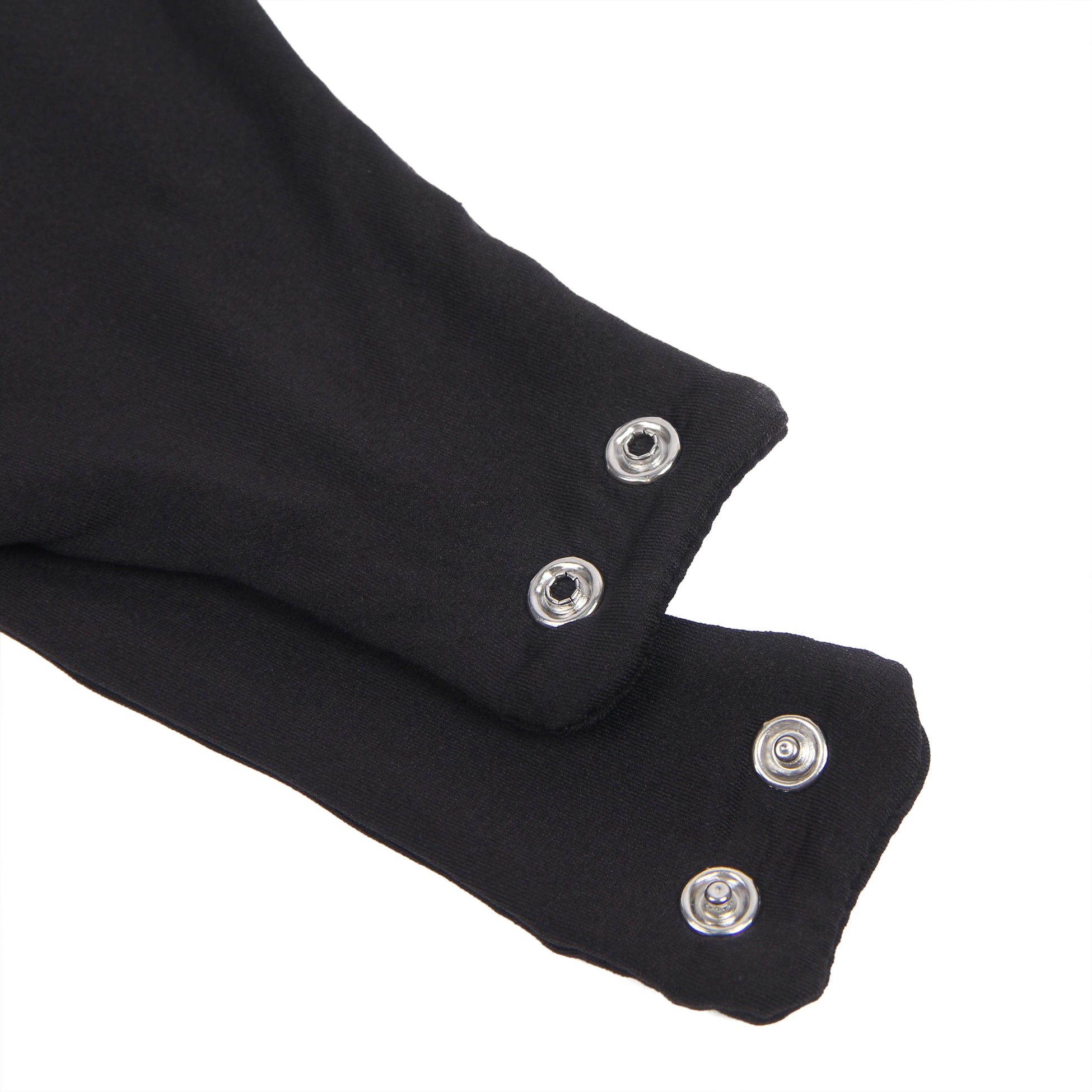 Black Simple Short Sleeves Open Crotch Bodysuit