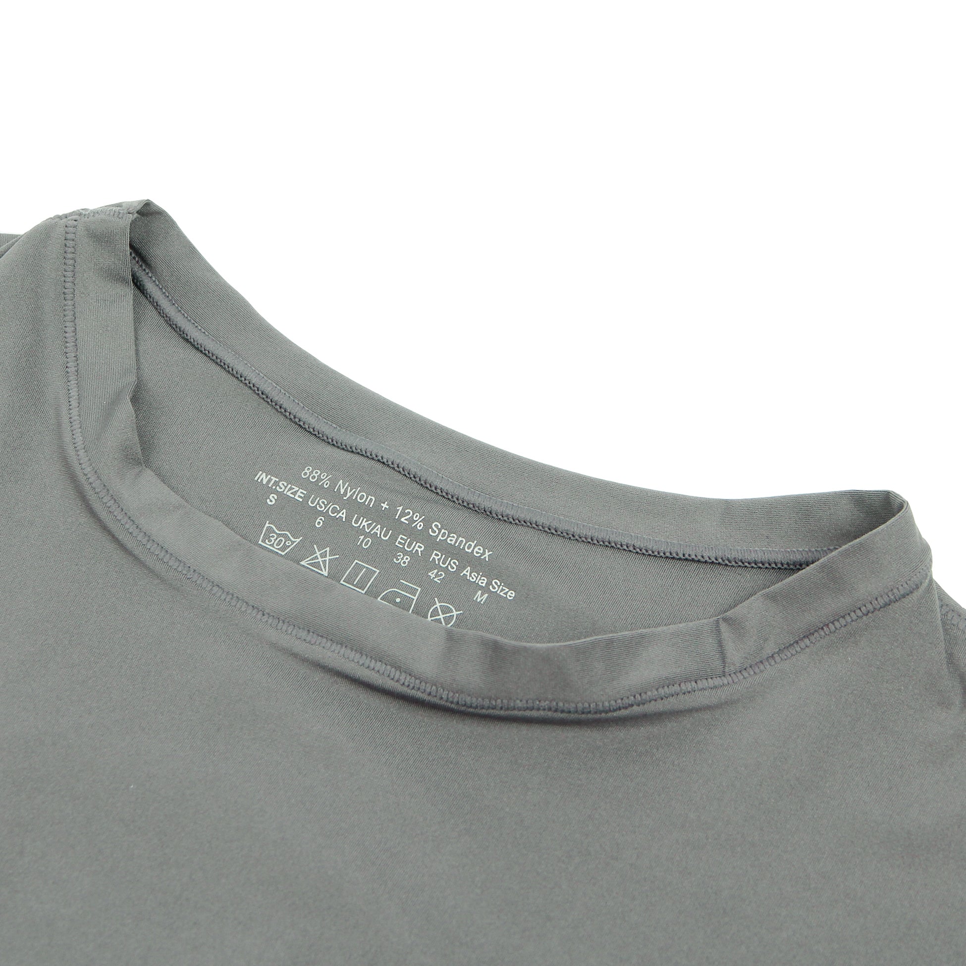 Gray Simple Short Sleeves Open Crotch Bodysuit