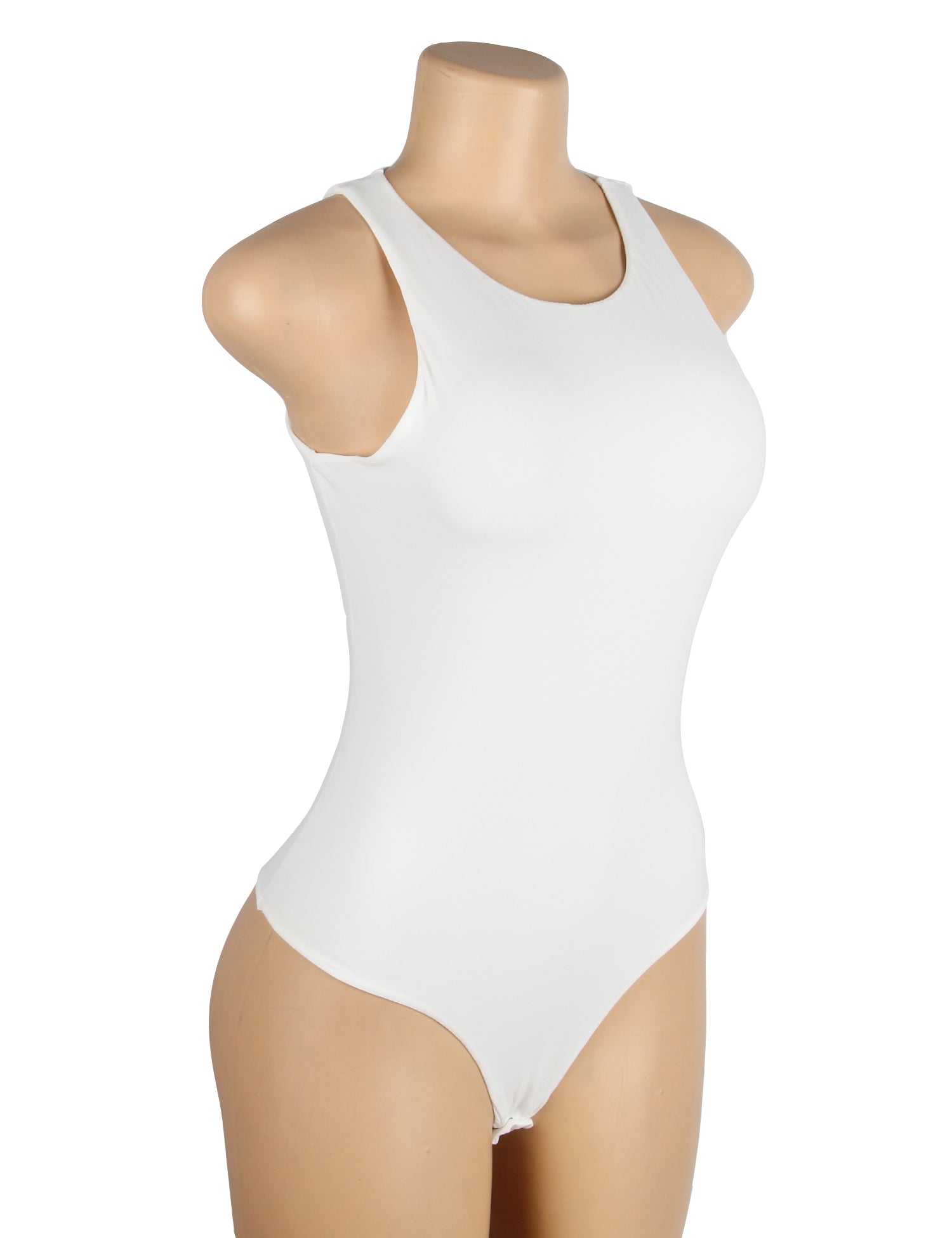 White Simple Sleeveless Open Crotch Bodysuit