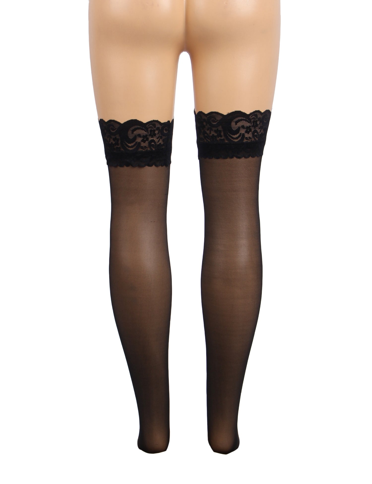 Black Sexy Lace Stockings With Silicone Straps