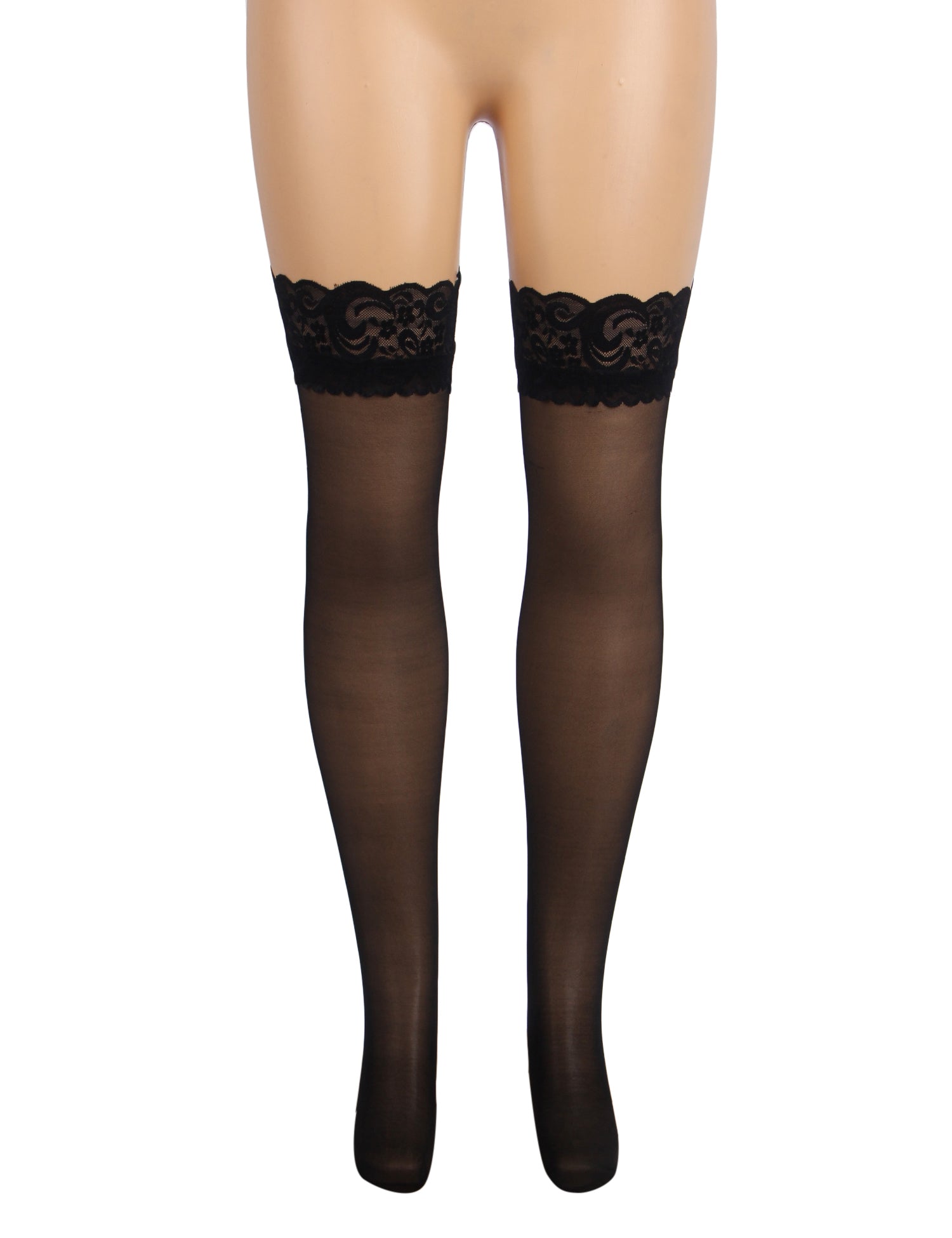 Black Sexy Lace Stockings With Silicone Straps