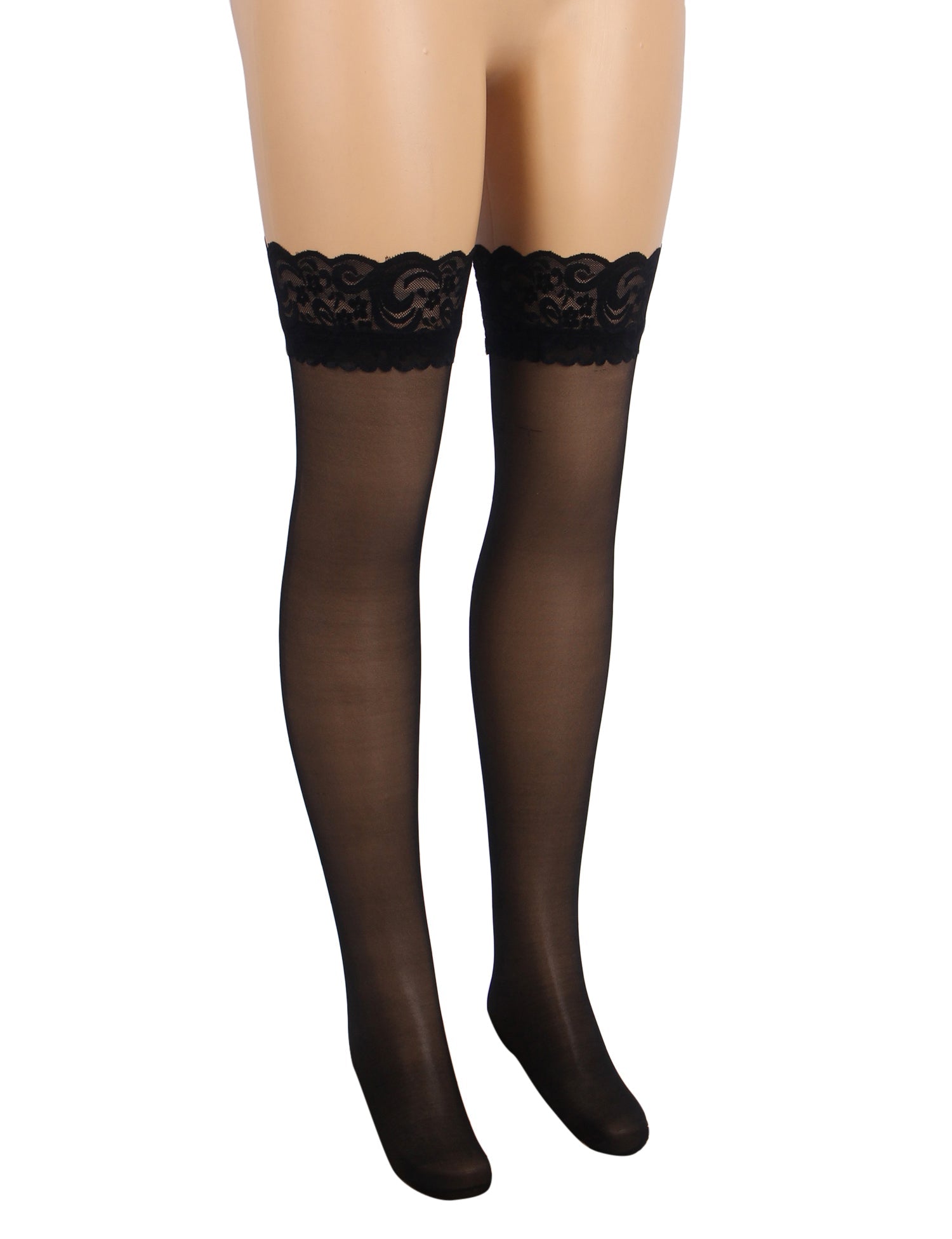 Black Sexy Lace Stockings With Silicone Straps