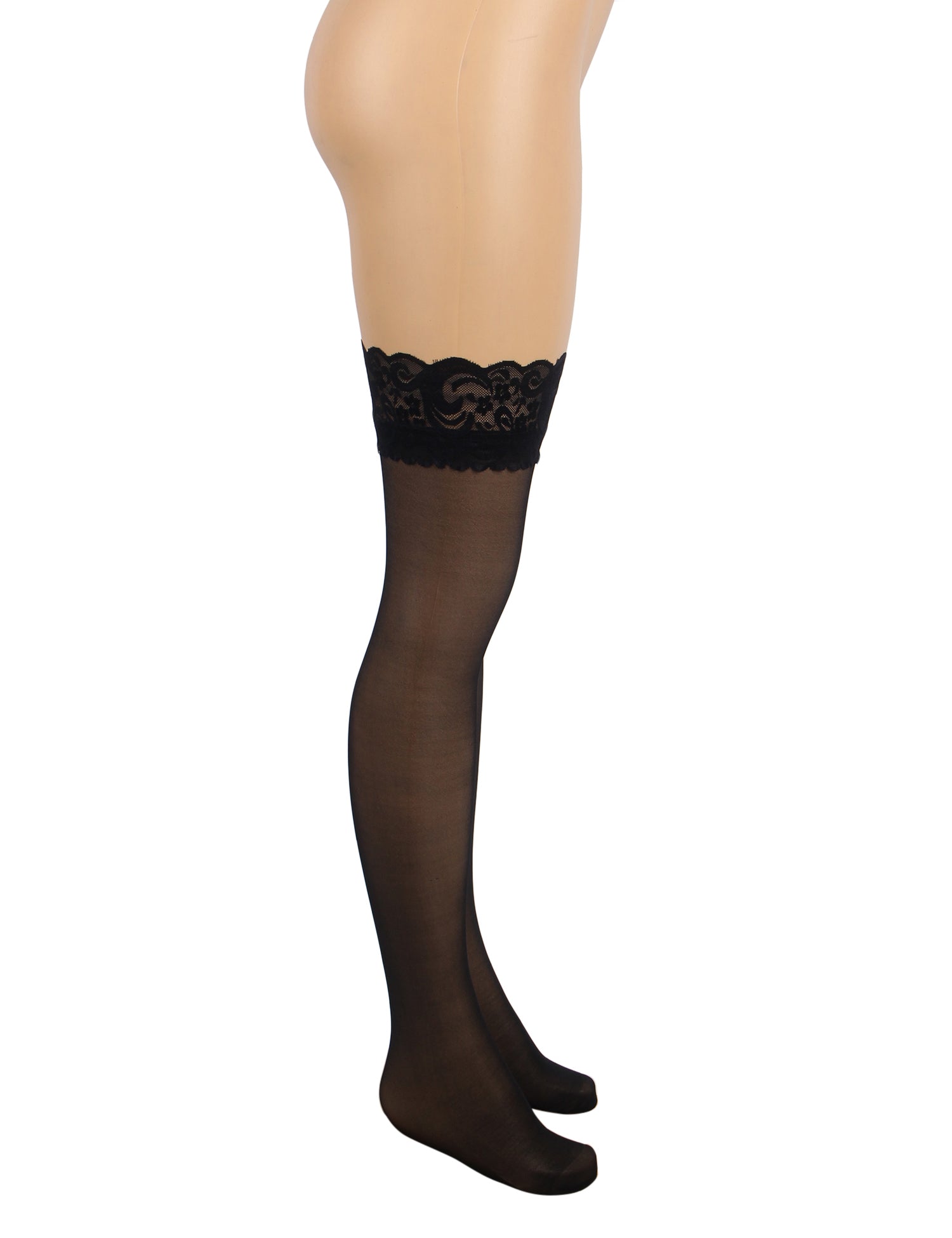 Black Sexy Lace Stockings With Silicone Straps