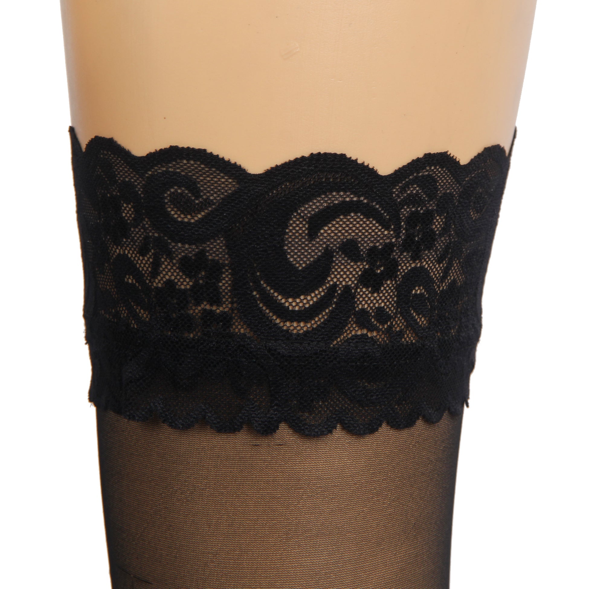 Black Sexy Lace Stockings With Silicone Straps