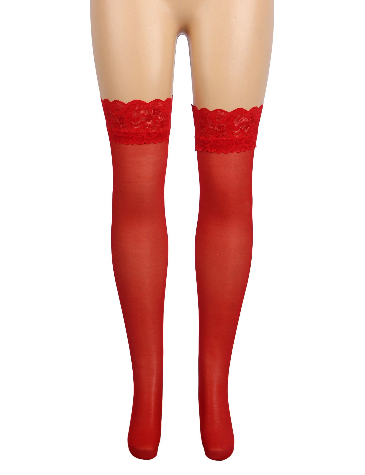Red Sexy Lace Stockings With Silicone Straps