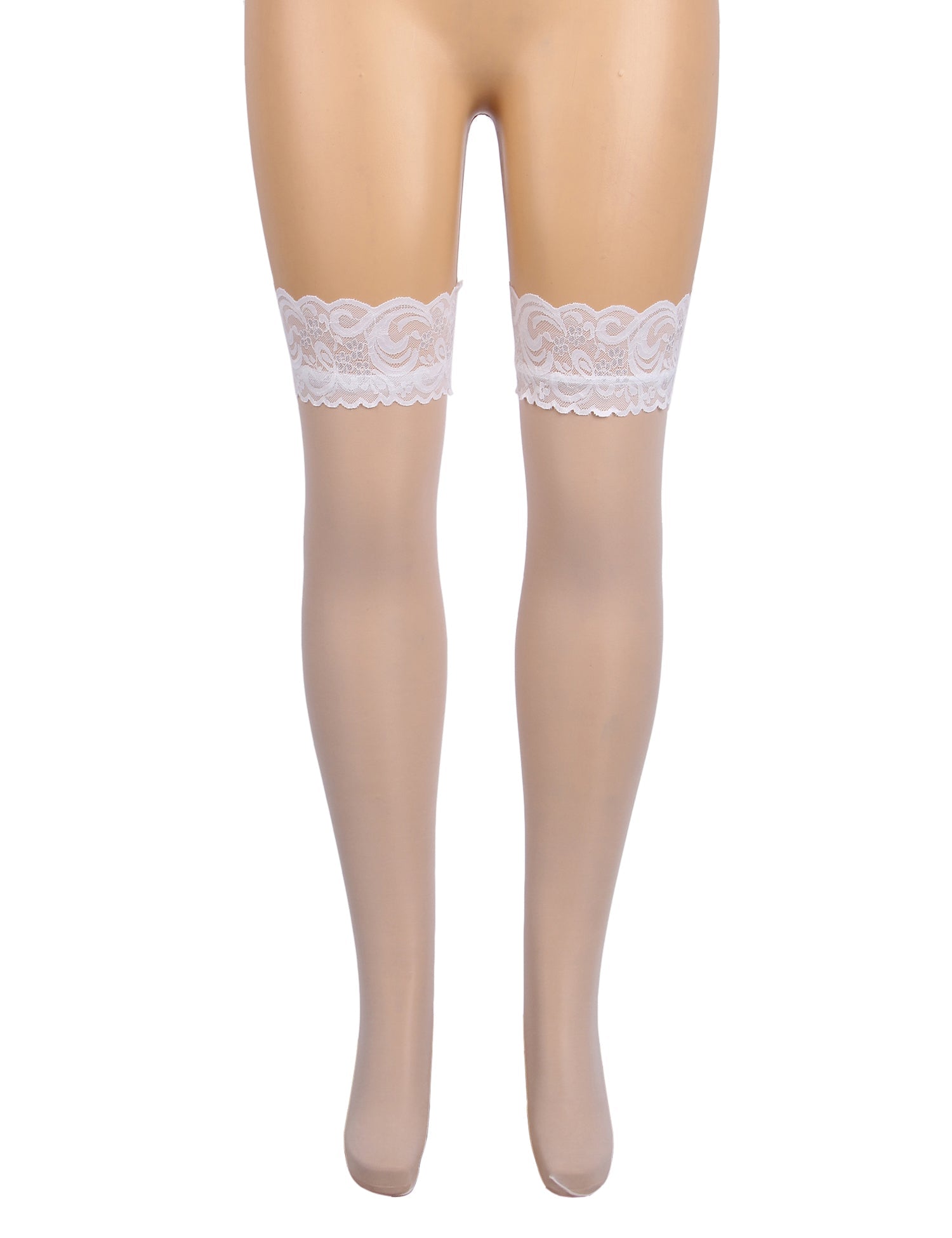 White Sexy Lace Stockings With Silicone Straps