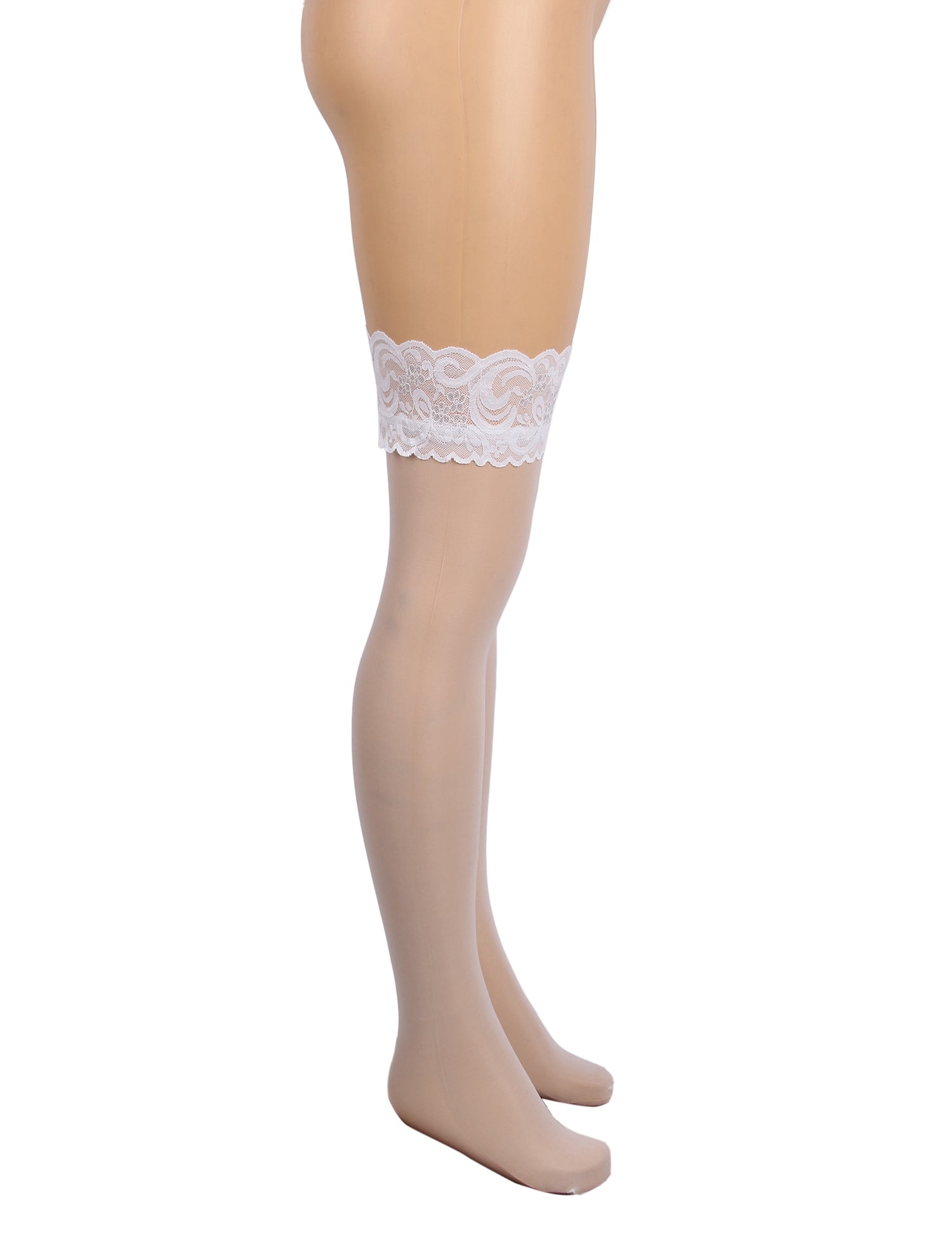 White Sexy Lace Stockings With Silicone Straps