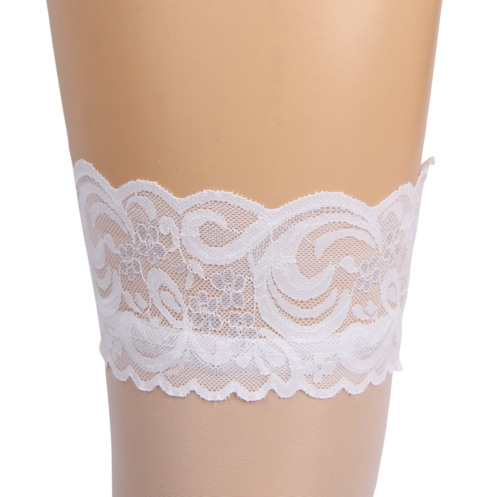 White Sexy Lace Stockings With Silicone Straps