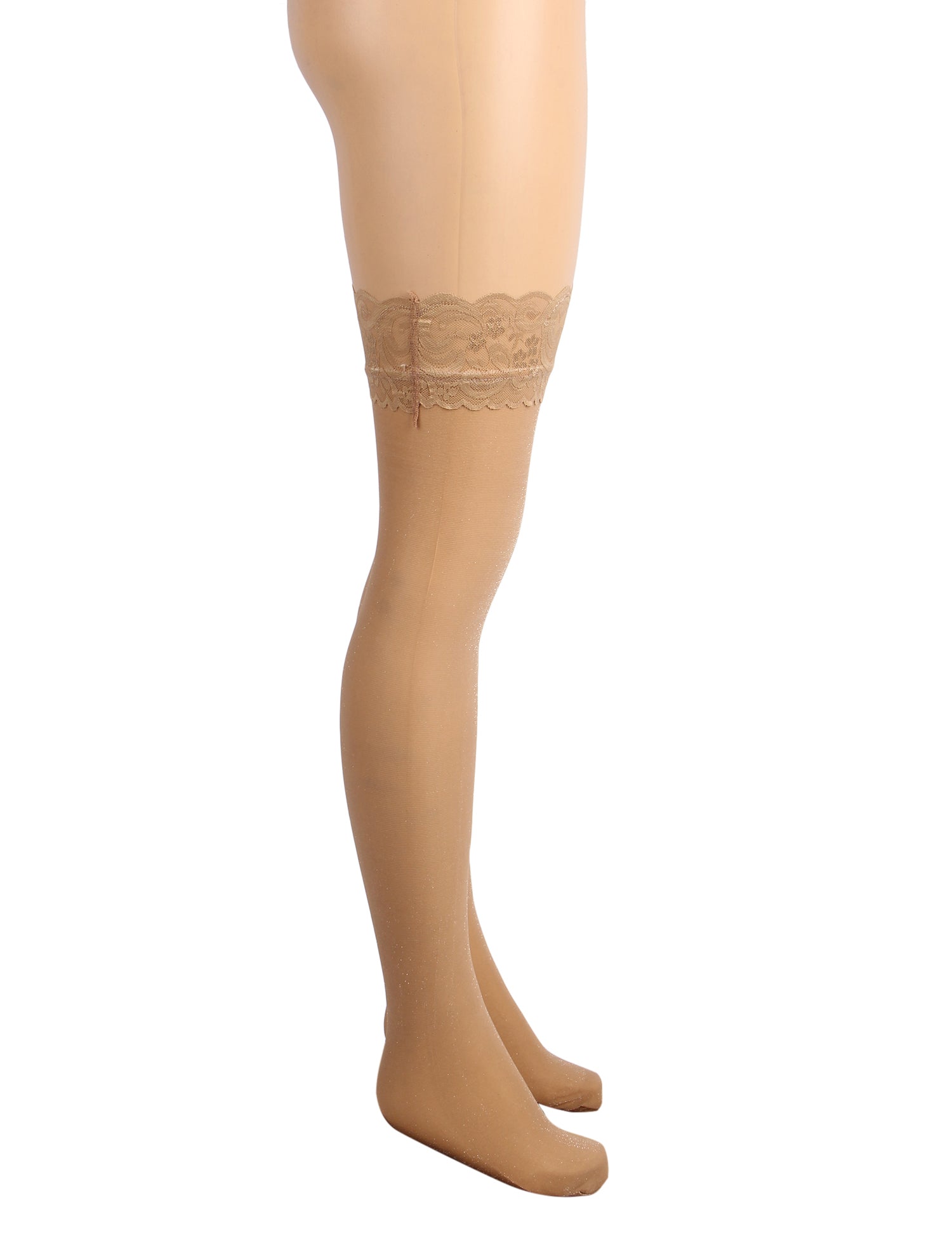 Nude Sexy Lace Pearlescent Stockings With Silicone Straps