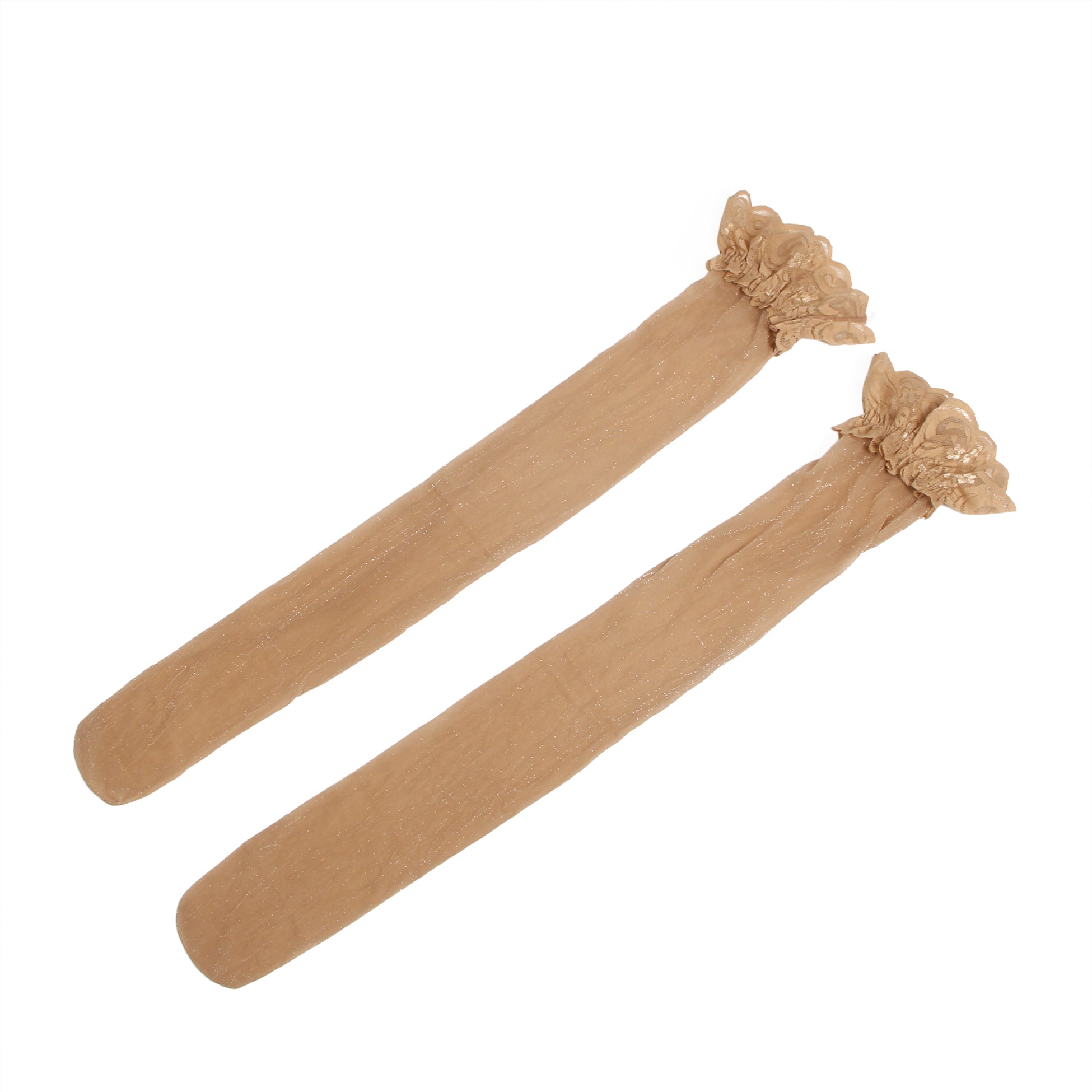 Nude Sexy Lace Pearlescent Stockings With Silicone Straps
