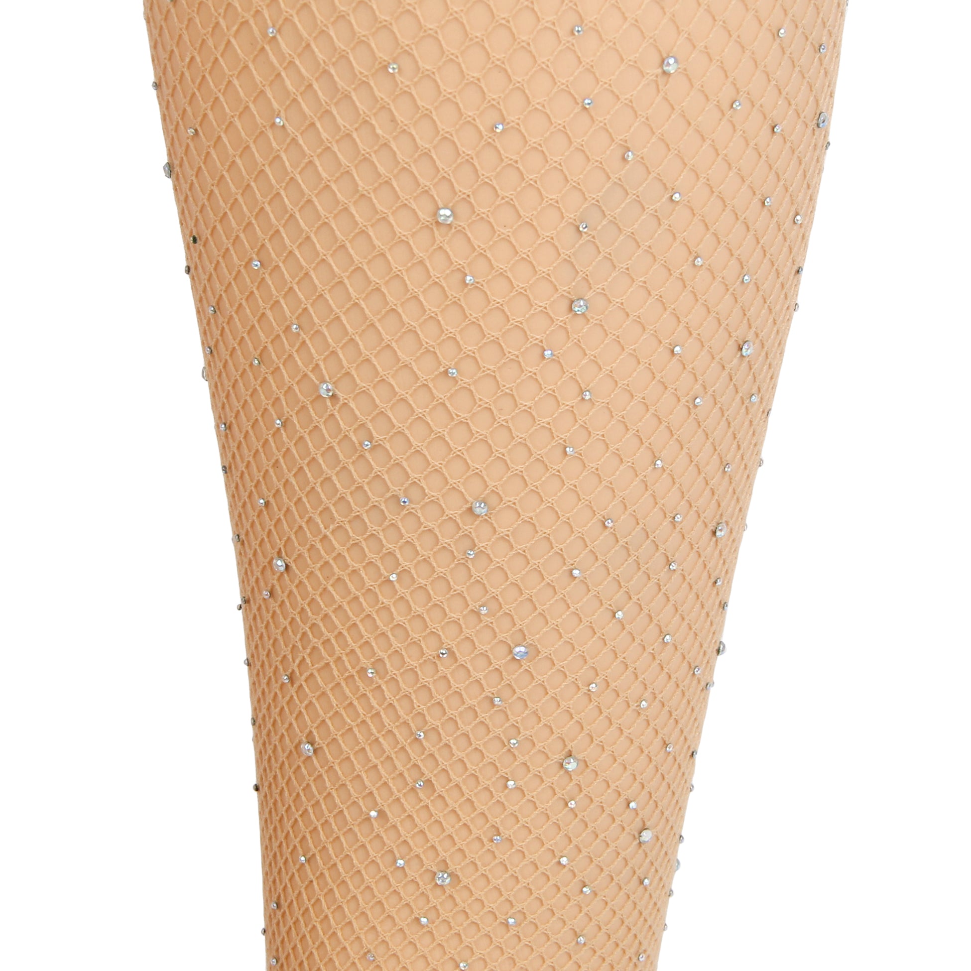 Nude Sexy Lace Rhinestone Fishnet Stockings With Silicone
