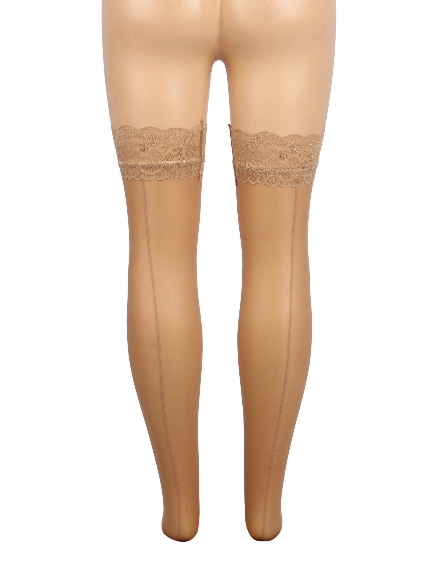 Nude Sexy Lace Vertical Line Stockings With Silicone