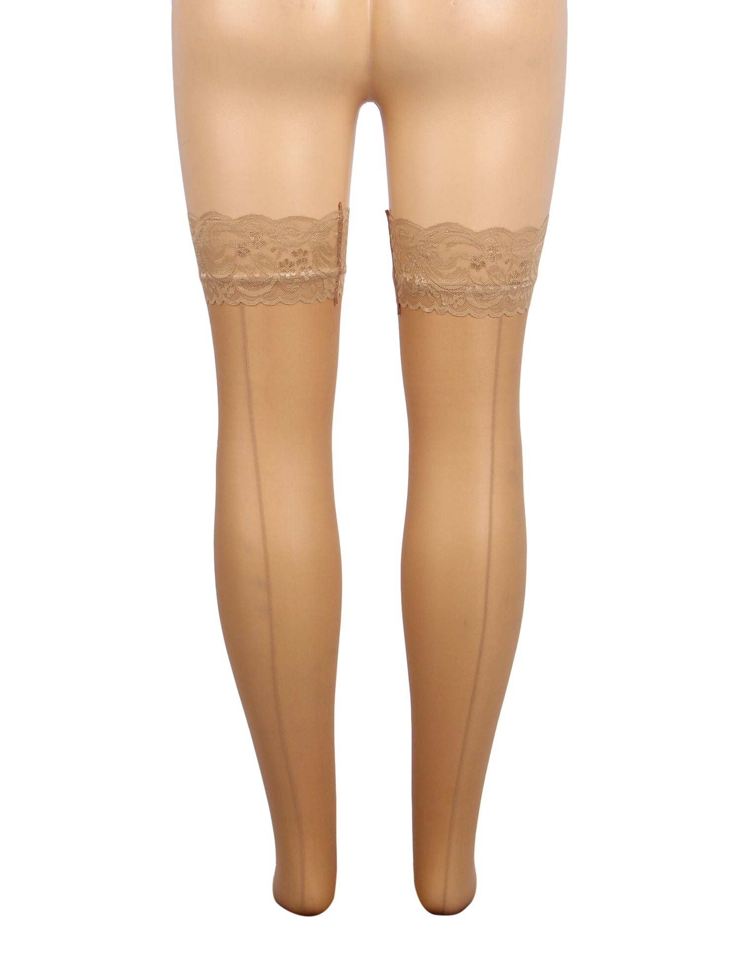 Nude Sexy Lace Vertical Line Stockings With Silicone