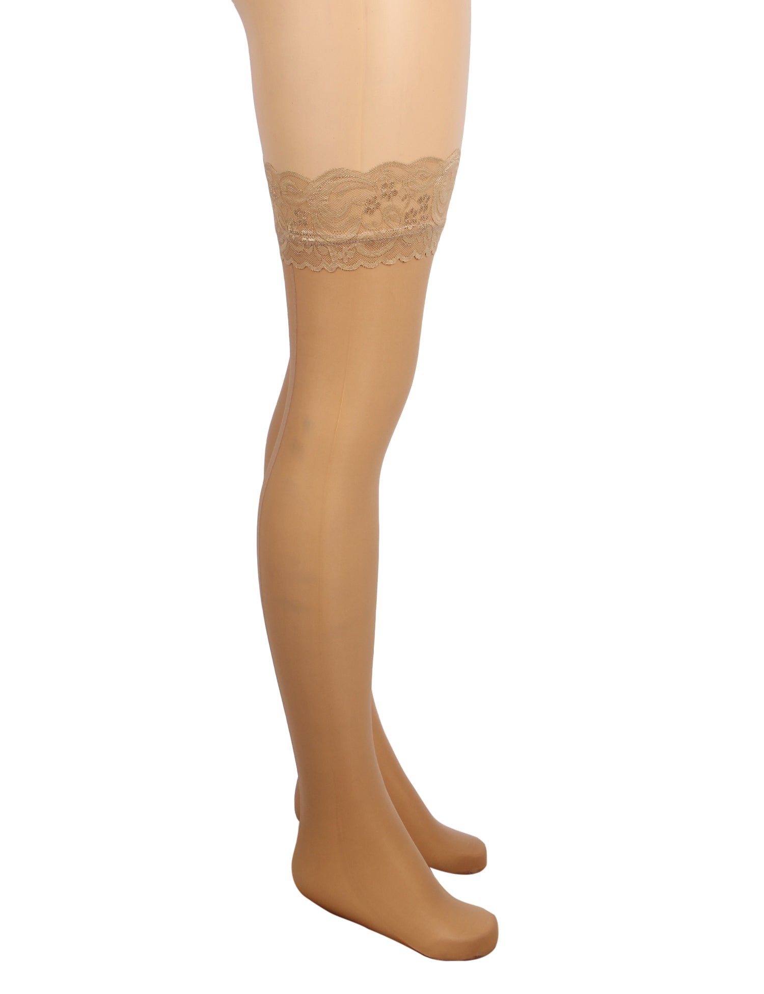 Nude Sexy Lace Vertical Line Stockings With Silicone