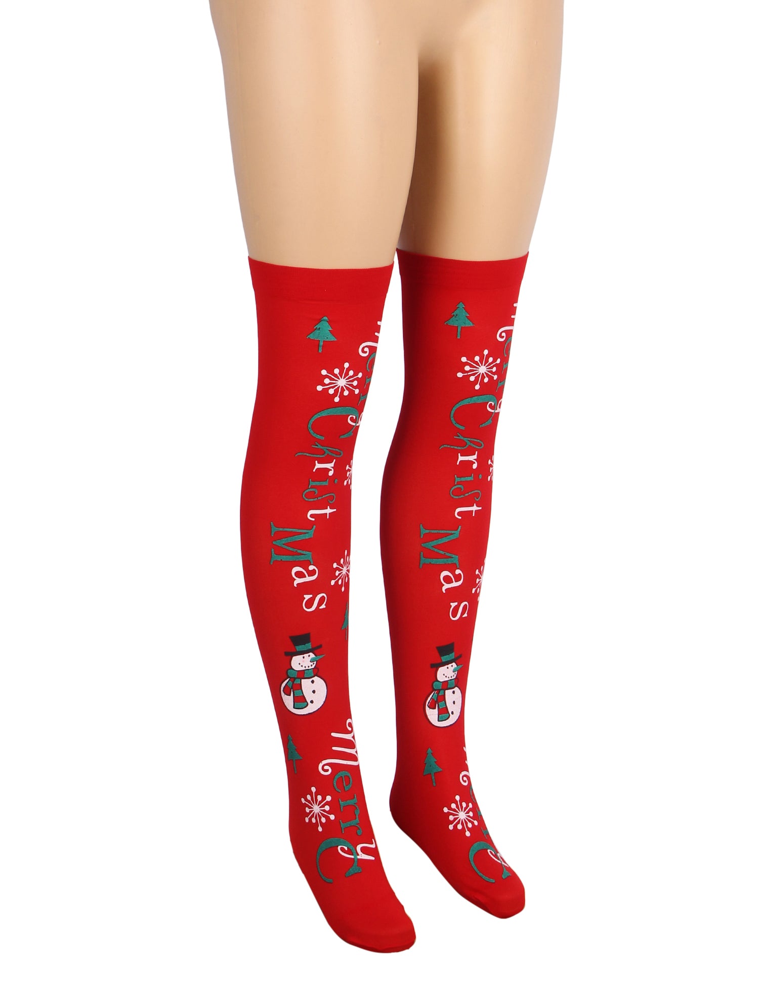 Red Christmas Print Mesh stockings