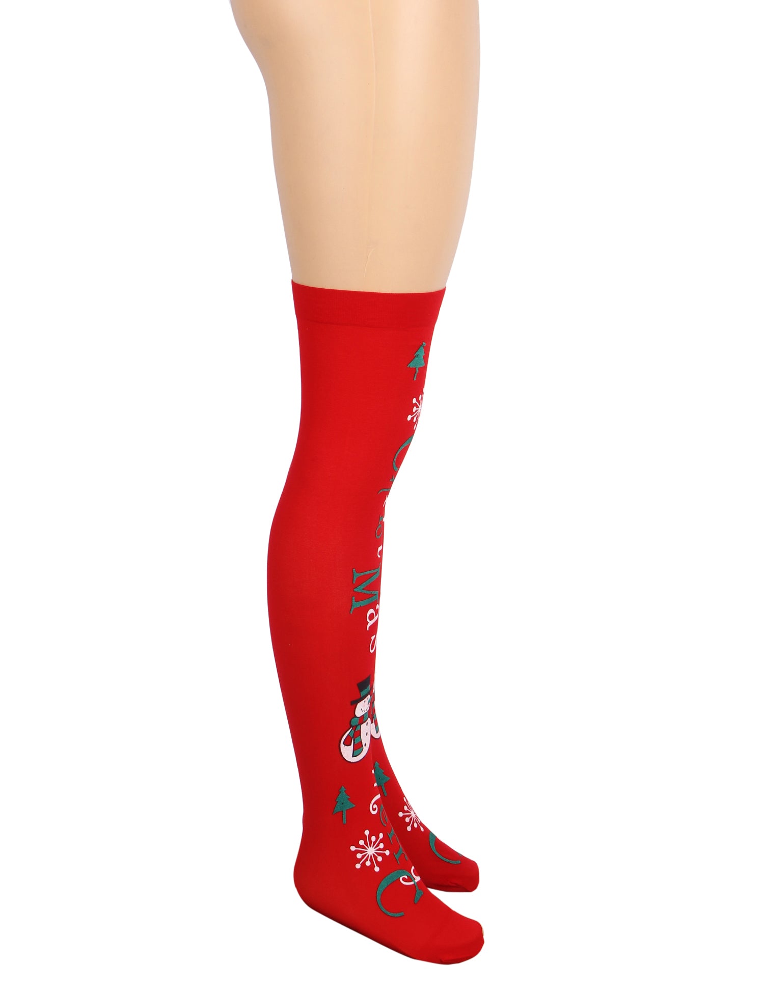 Red Christmas Print Mesh stockings