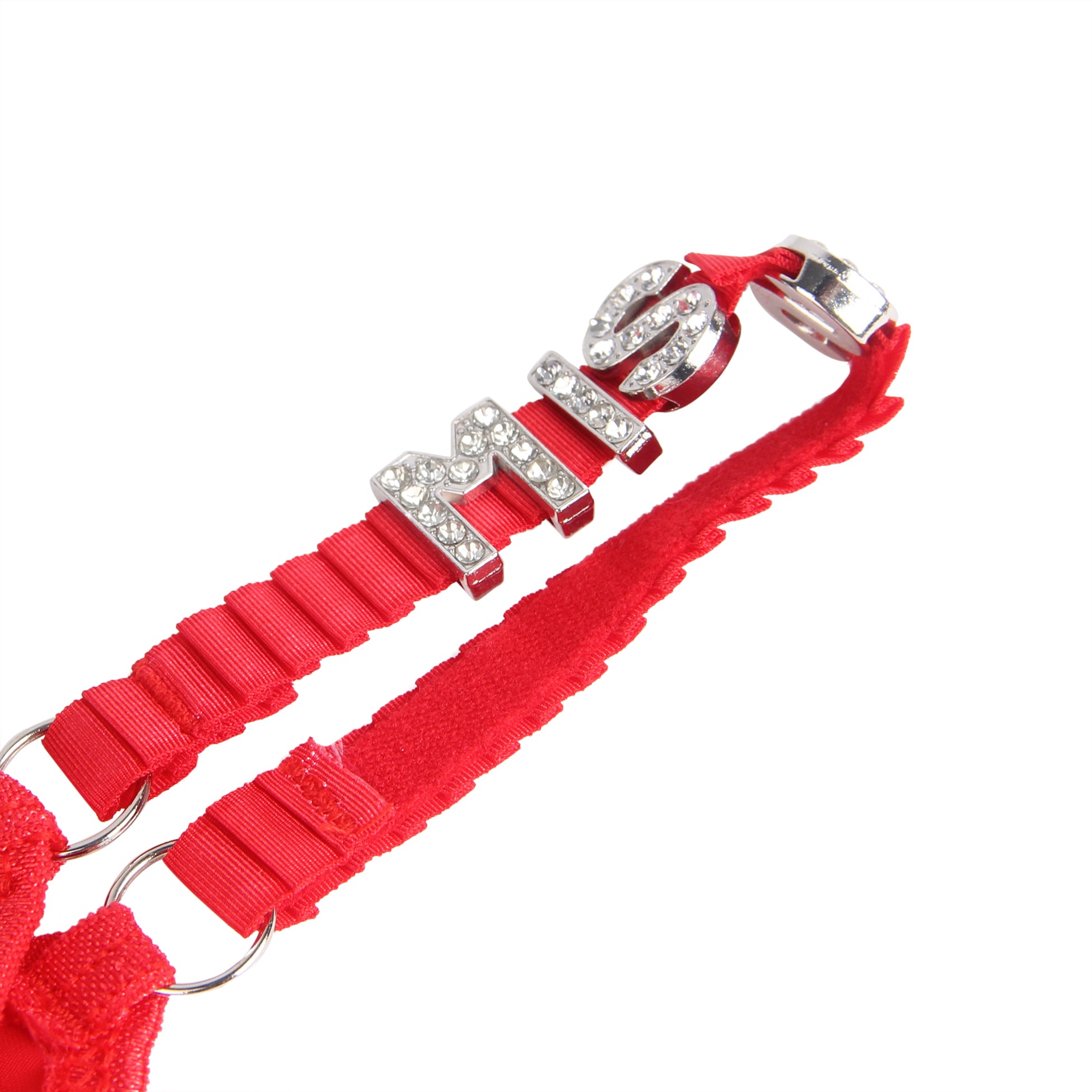 Red sexy swimsuit cloth wide strap rhinestone T-back thong