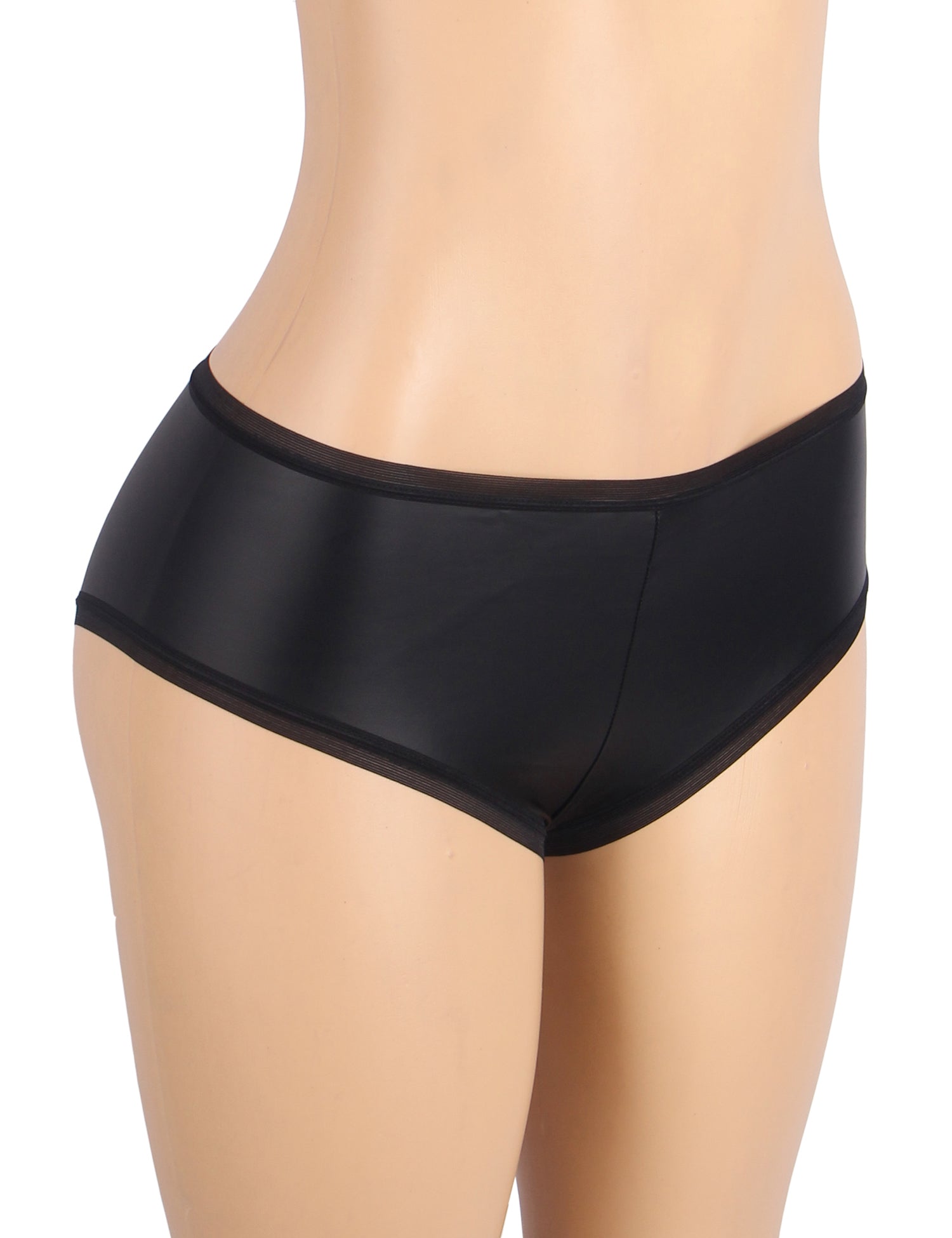 Black Sexy PU Leather Women Underwear