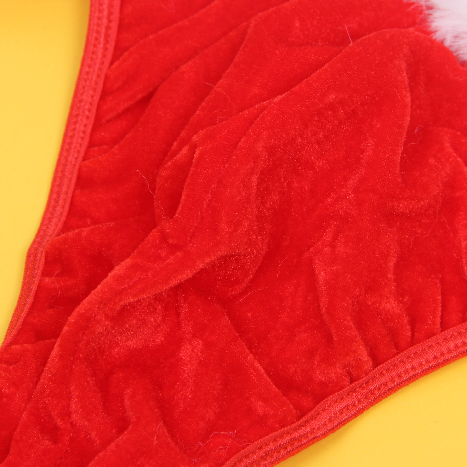 Red Sexy Velvet White Feather Christmas Men Thong Underwear