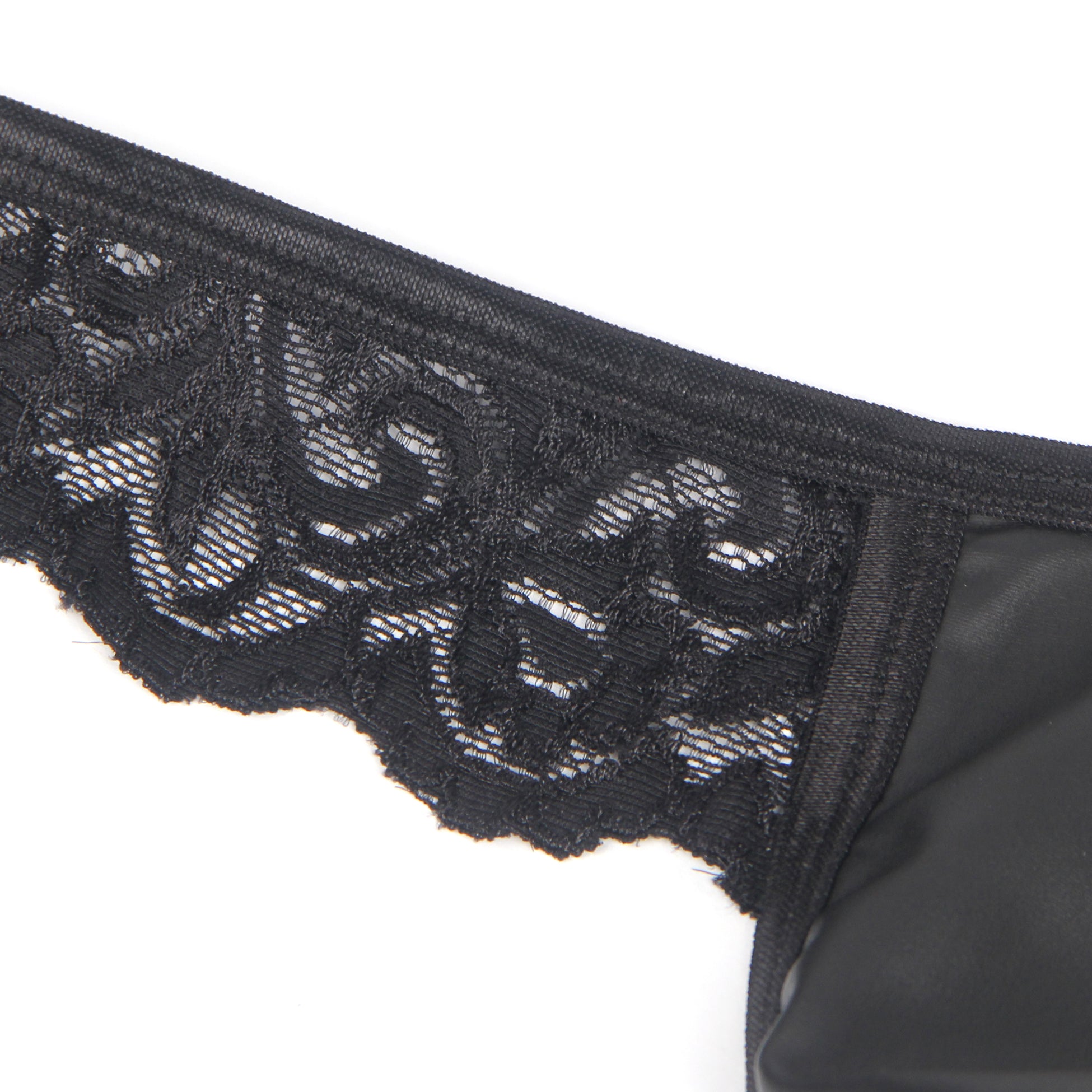 Black Sexy PU Leather Lace Men Thong Underwear