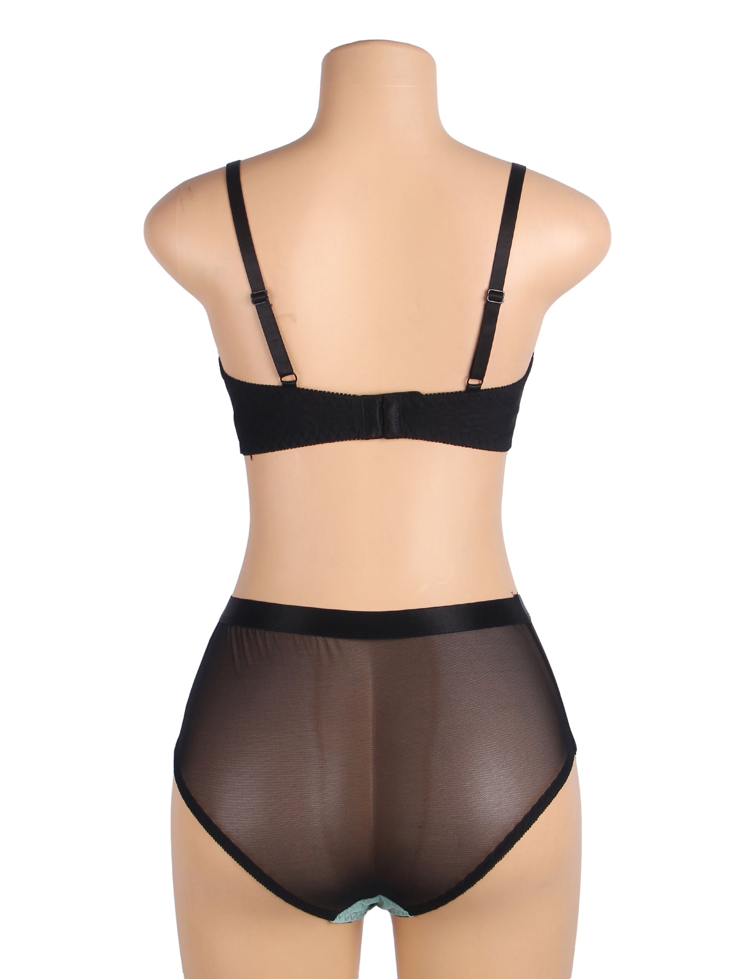 Green Sexy Lace Mesh Push-up Bra Set