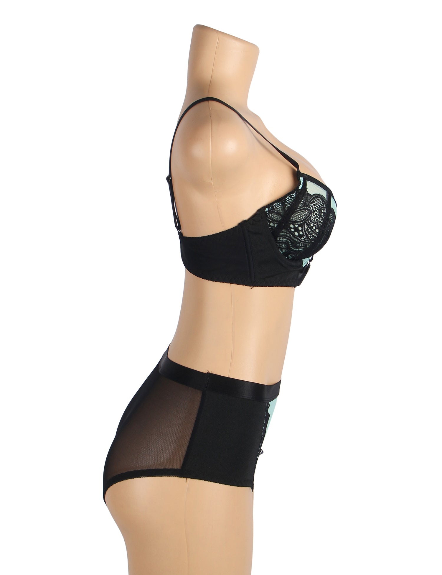 Green Sexy Lace Mesh Push-up Bra Set