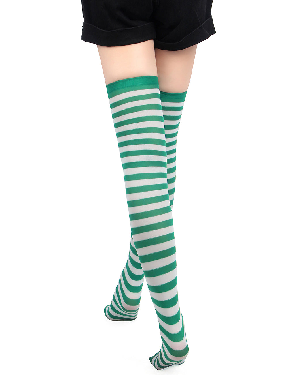 Christmas Green Striped Mesh Stockings