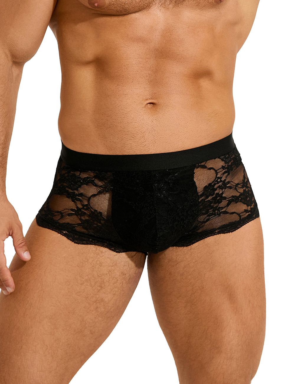 Black Sexy Lace See Through Men Underwear