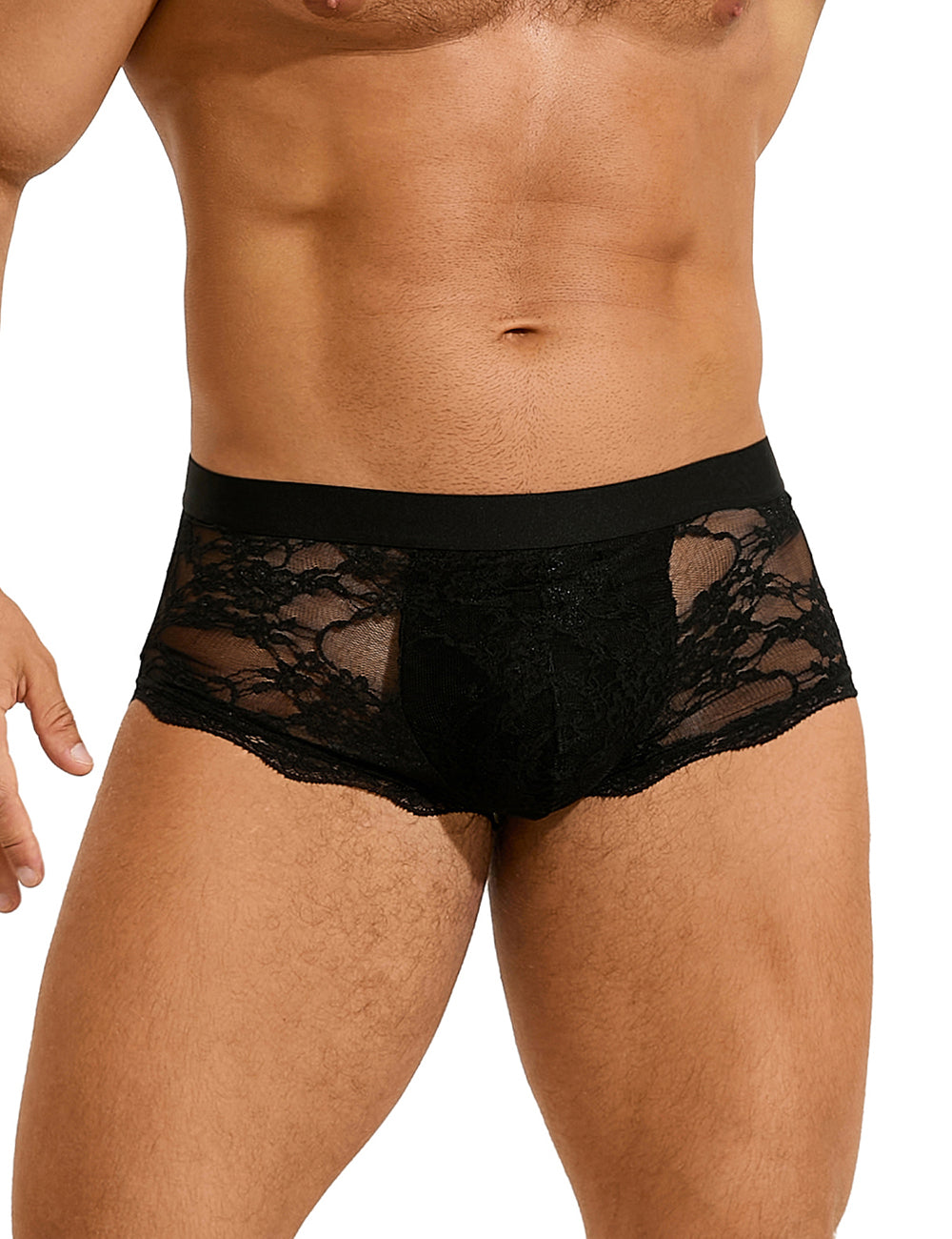 Black Sexy Lace See Through Men Underwear