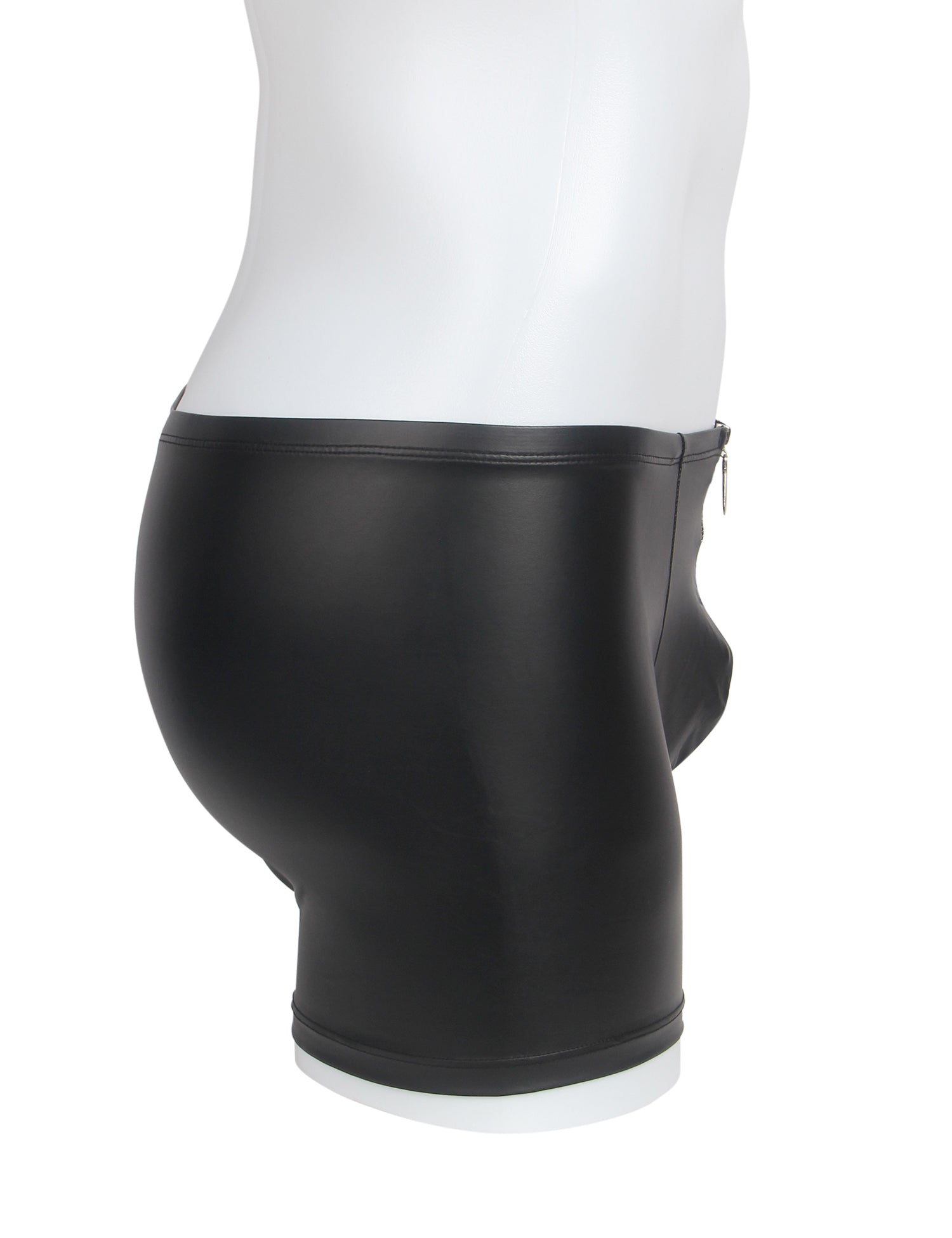 Black Sexy PU Men Underwear With Zipper