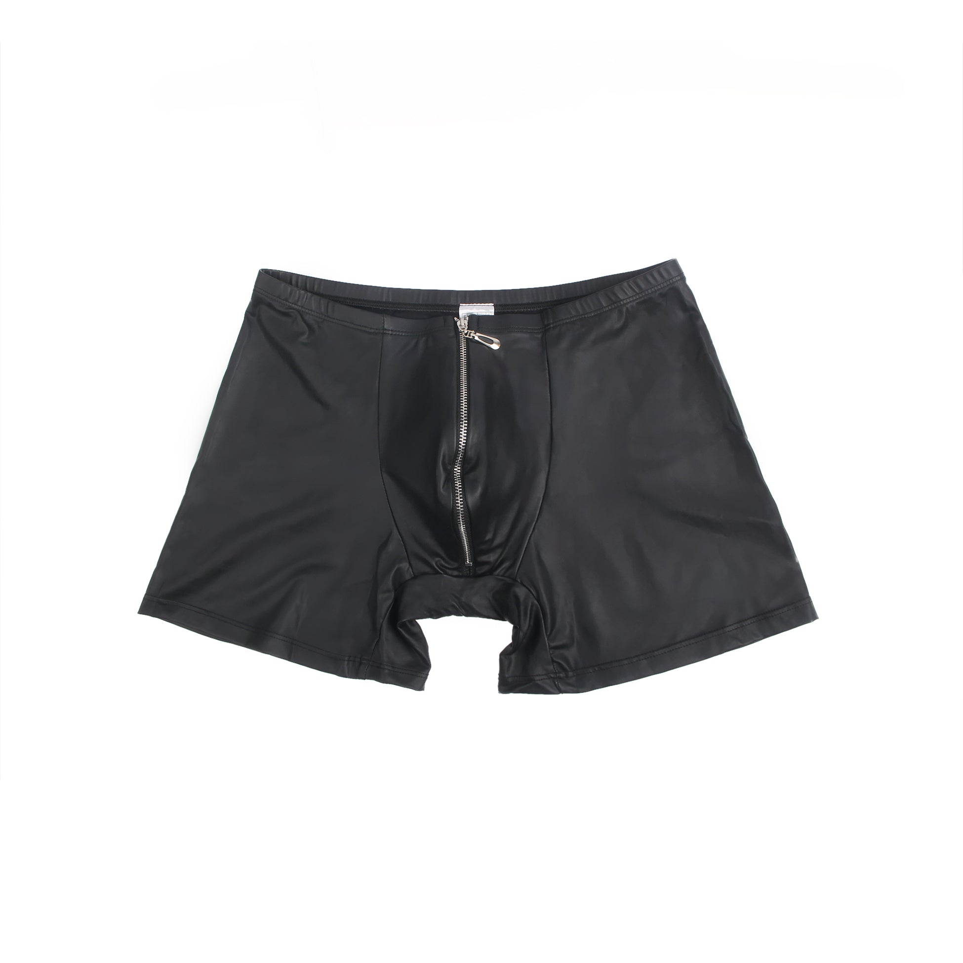 Black Sexy PU Men Underwear With Zipper