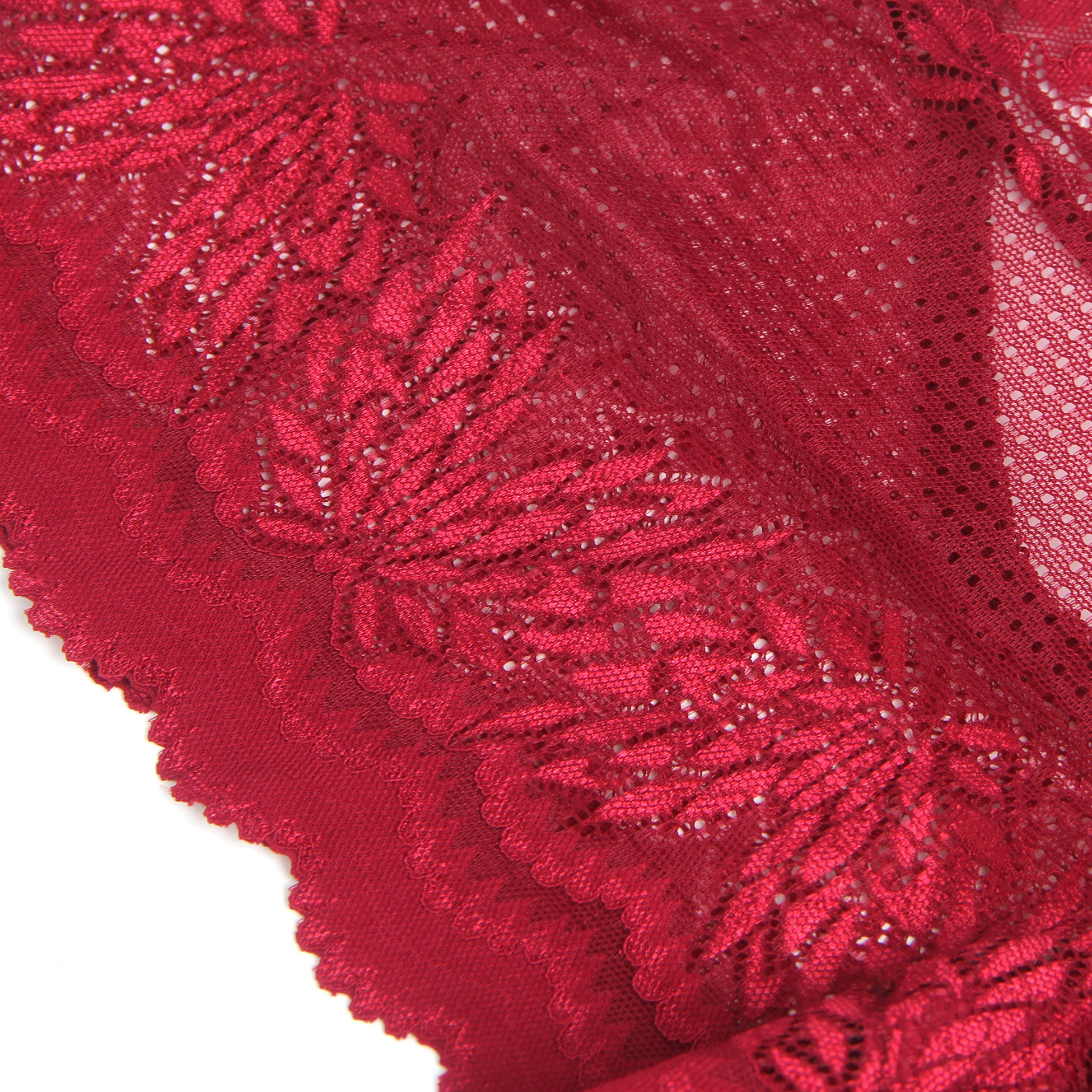 Burgundy Sexy Metal Heart Lace Hollow Out Women Panty