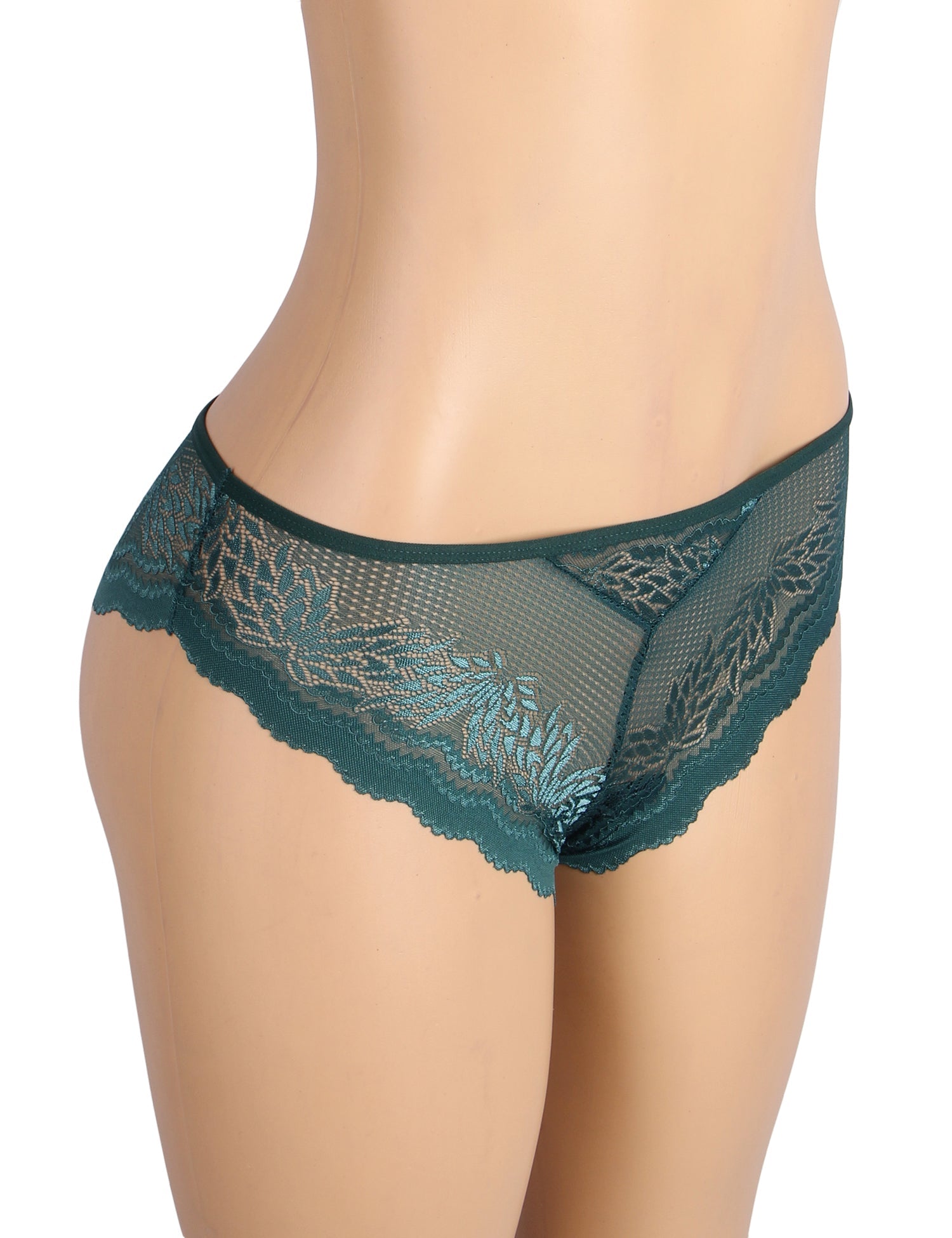 Green Sexy Metal Heart Lace Hollow Out Women Panty