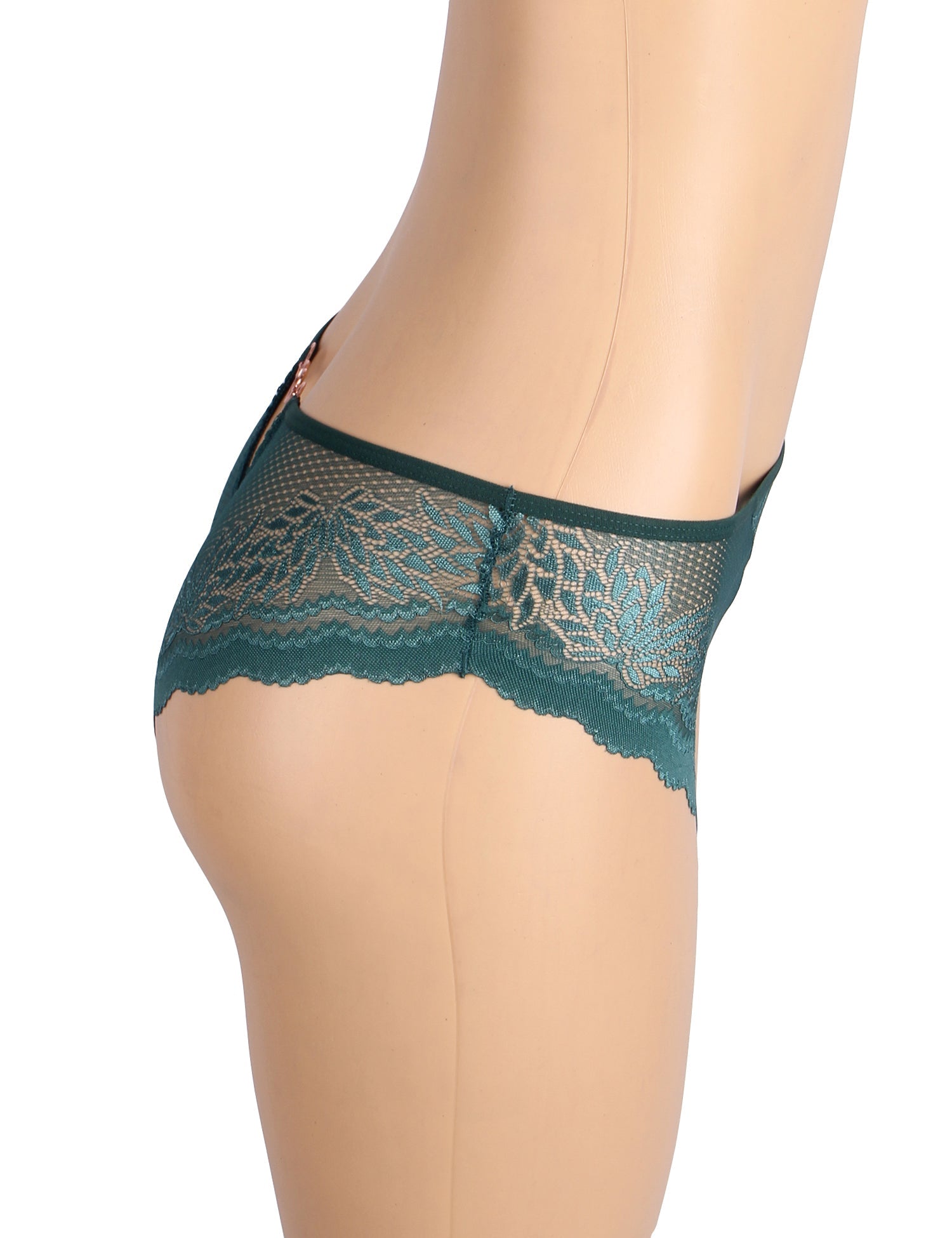 Green Sexy Metal Heart Lace Hollow Out Women Panty