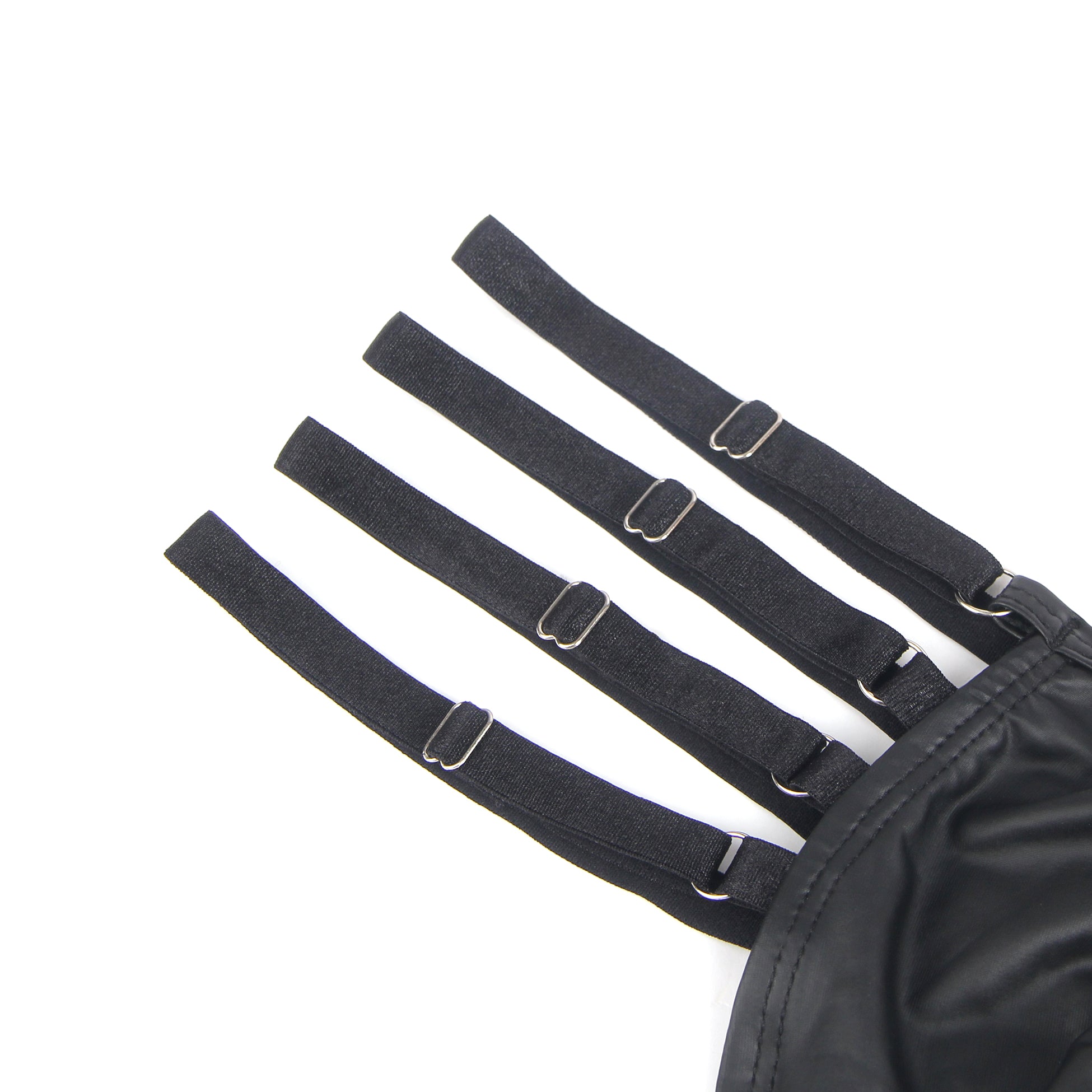 Black Sexy PU Leather Adjustable Elastic Bands Men Thong