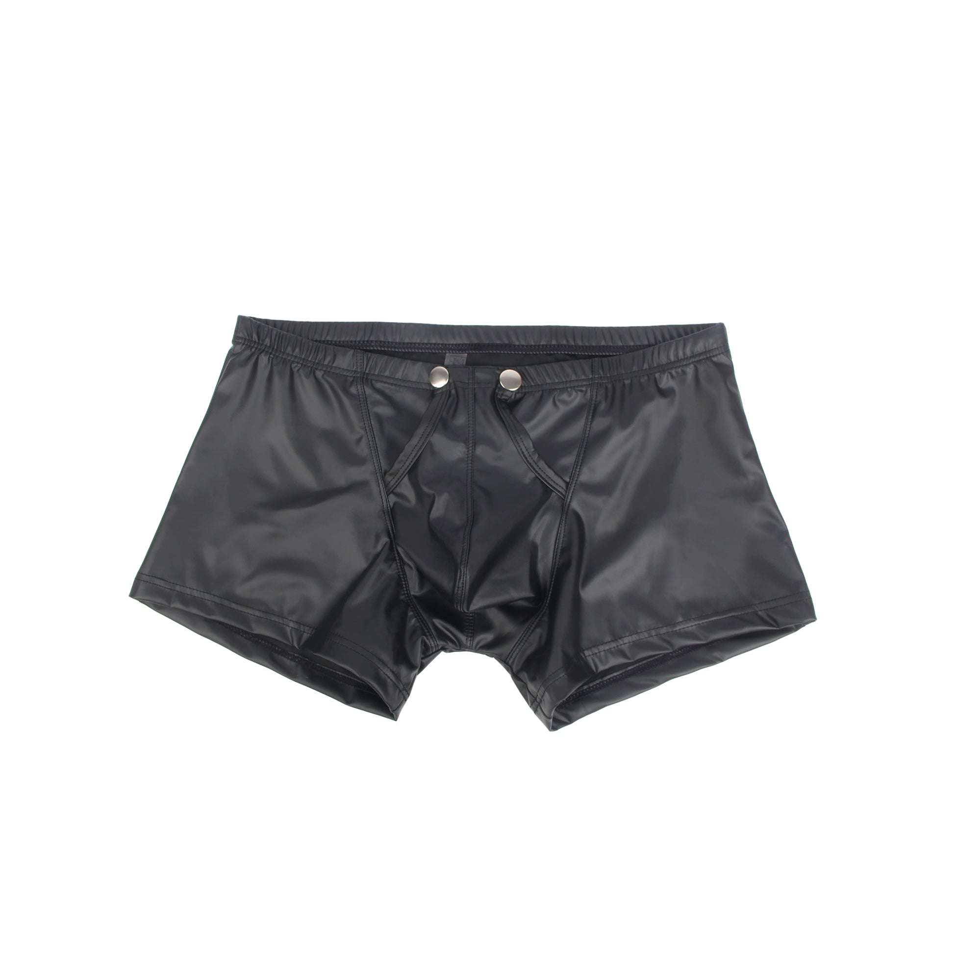 Black Sexy PU Leather Open Crotch  Men Boxer