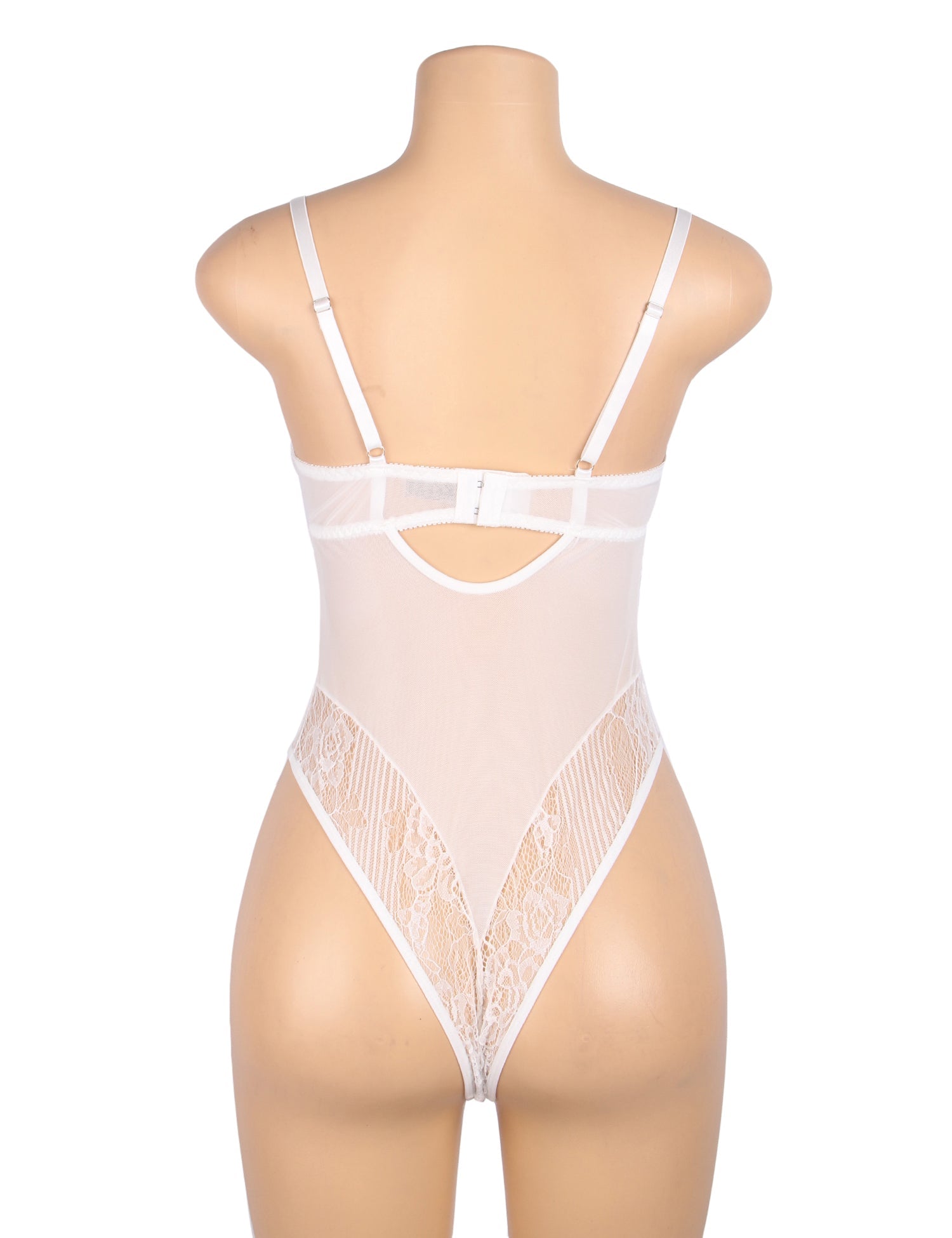 White Sexy Lace Push Up Open Crotch Bodysuit