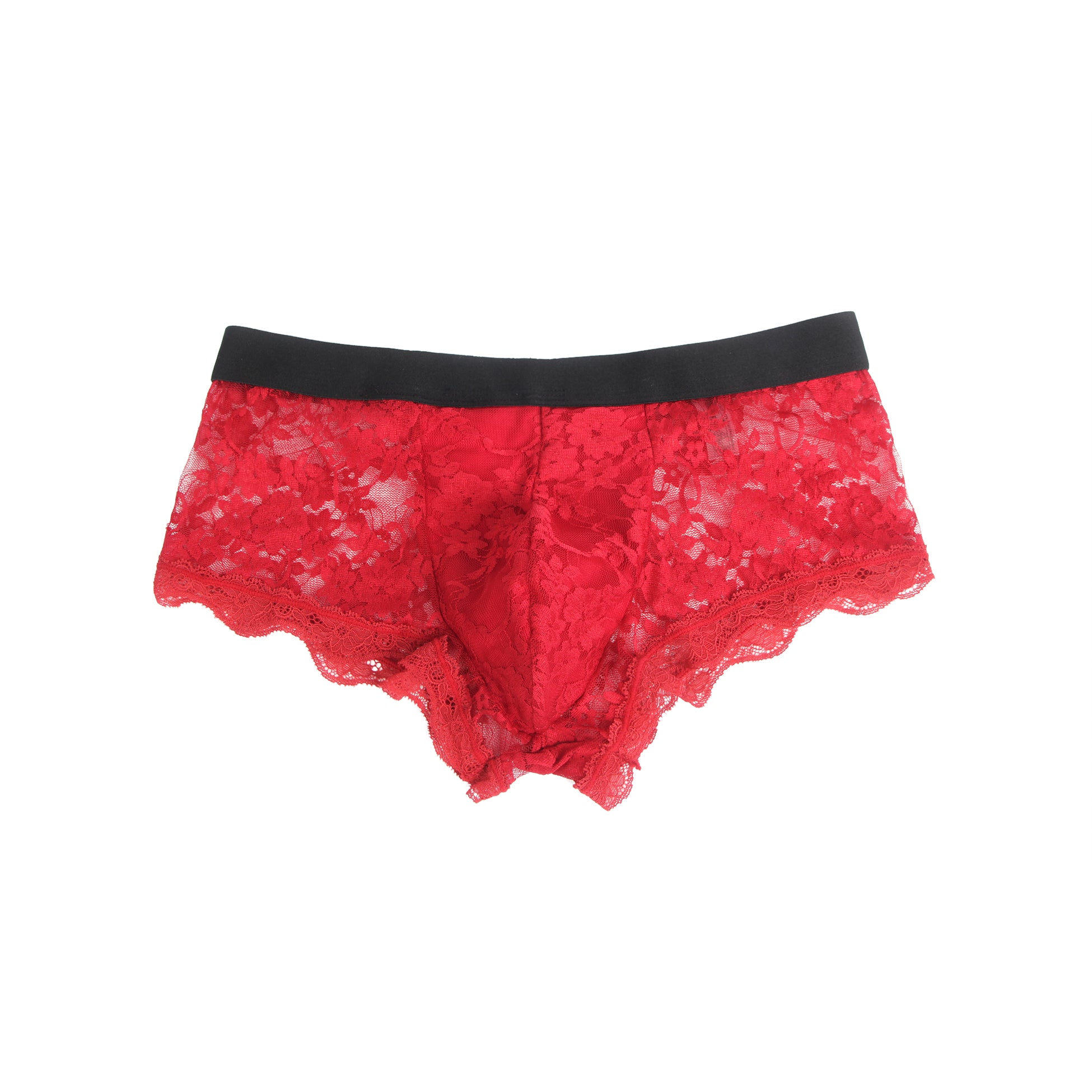 Burgundy Sexy Lace See Through Men Underwear