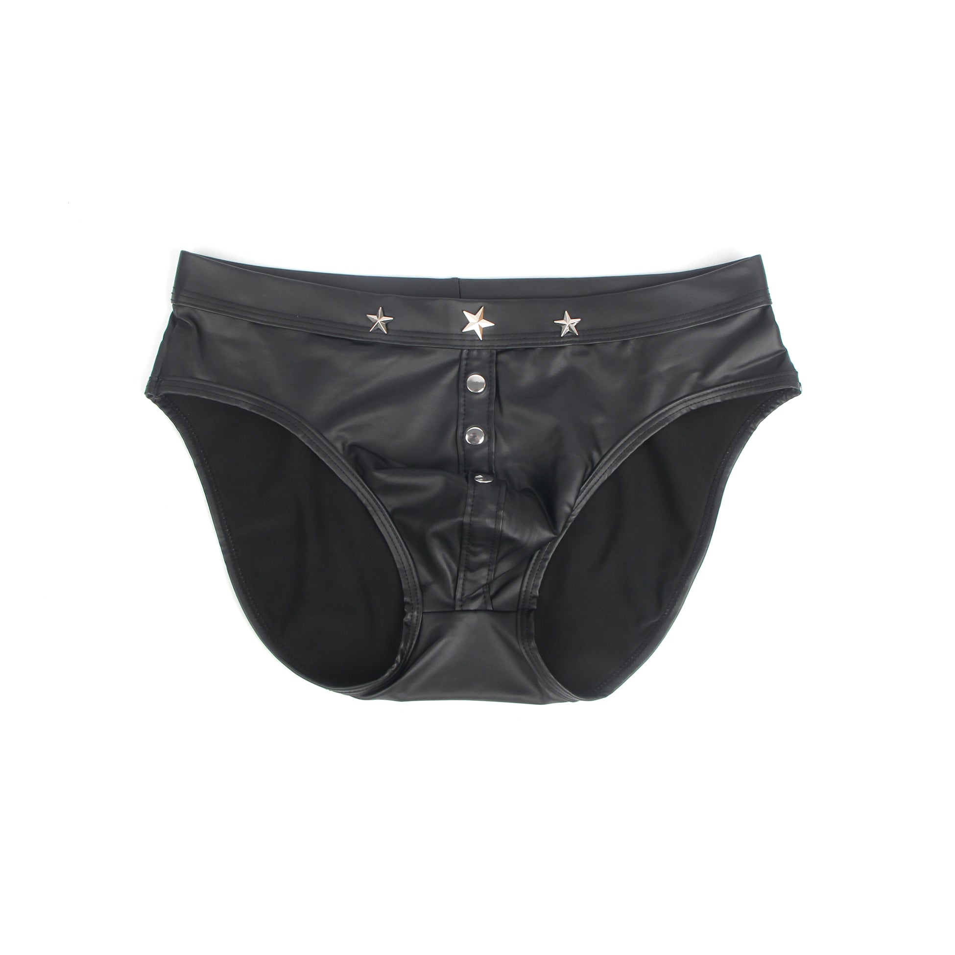 Black Sexy PU Leather Rivet Men Brief