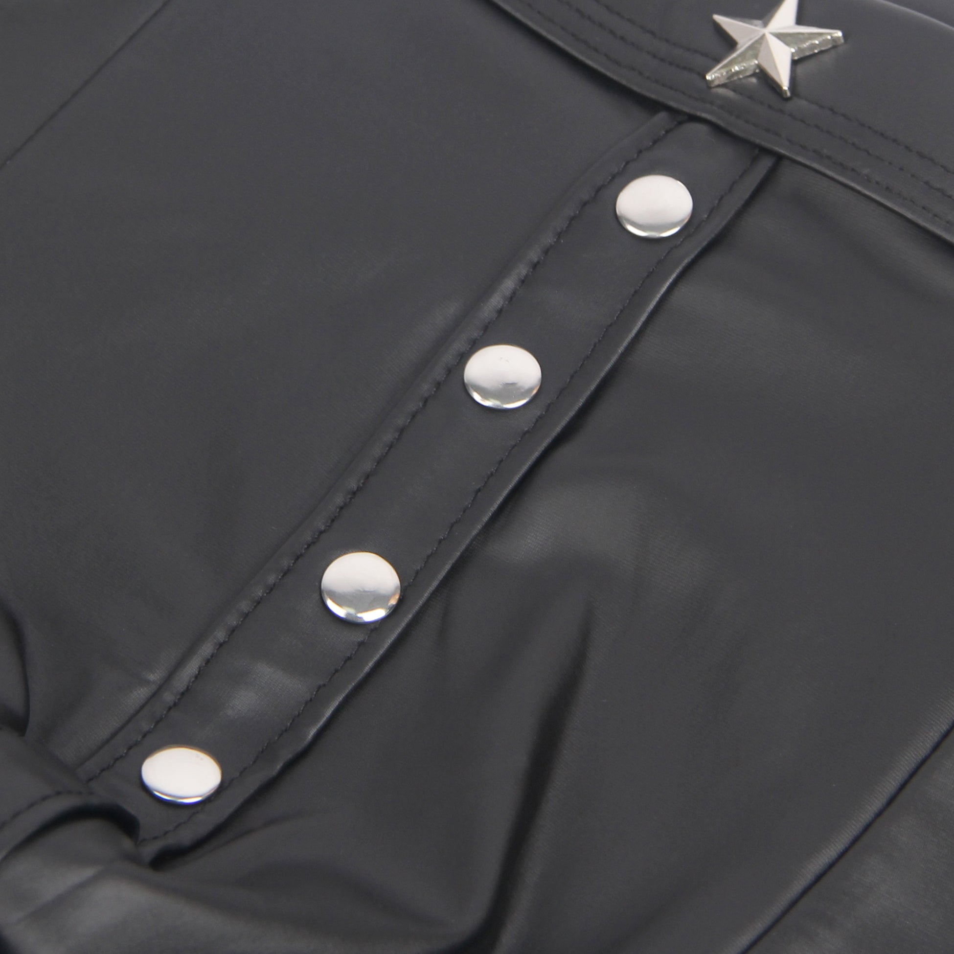 Black Sexy PU Leather Men Boxer With Rivets