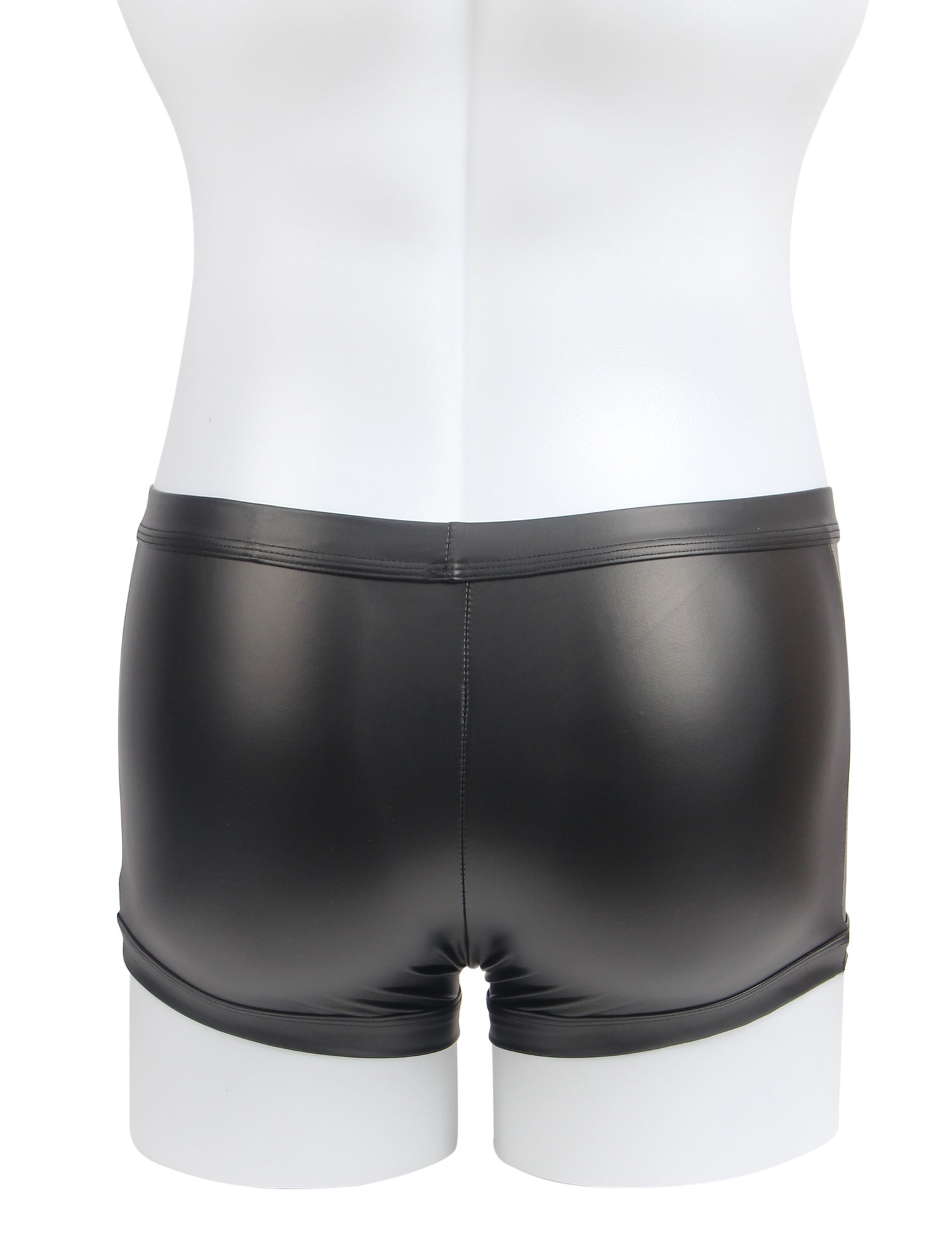 Black Sexy PU Leather Men Boxer With Rivets