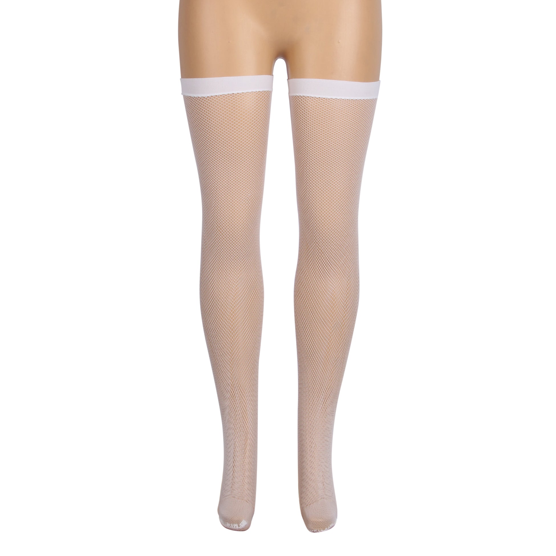 White Sexy Small And Medium Mesh Anti-roll Cuff Fishnet Stockings