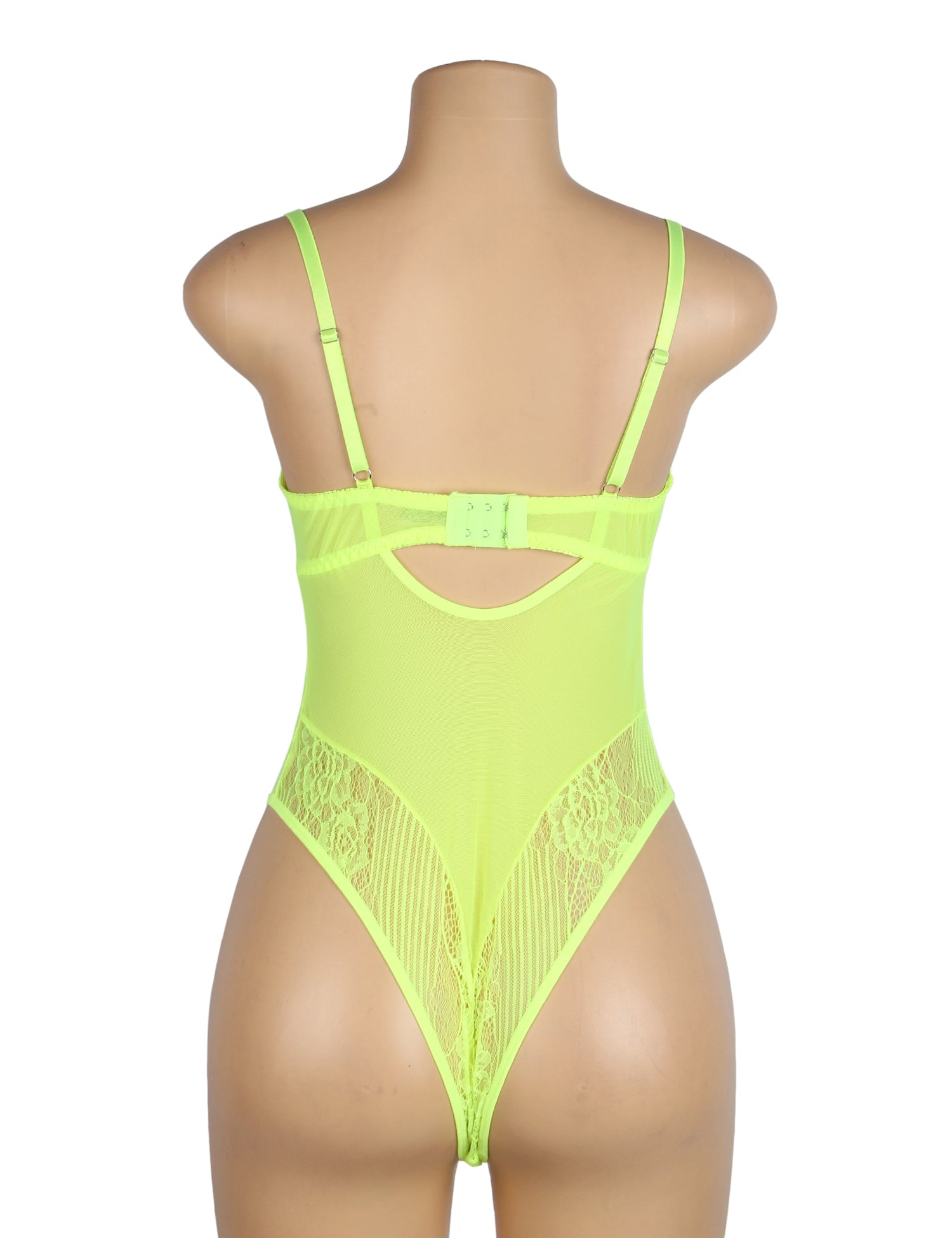Green Sexy Lace Push Up Open Crotch Bodysuit