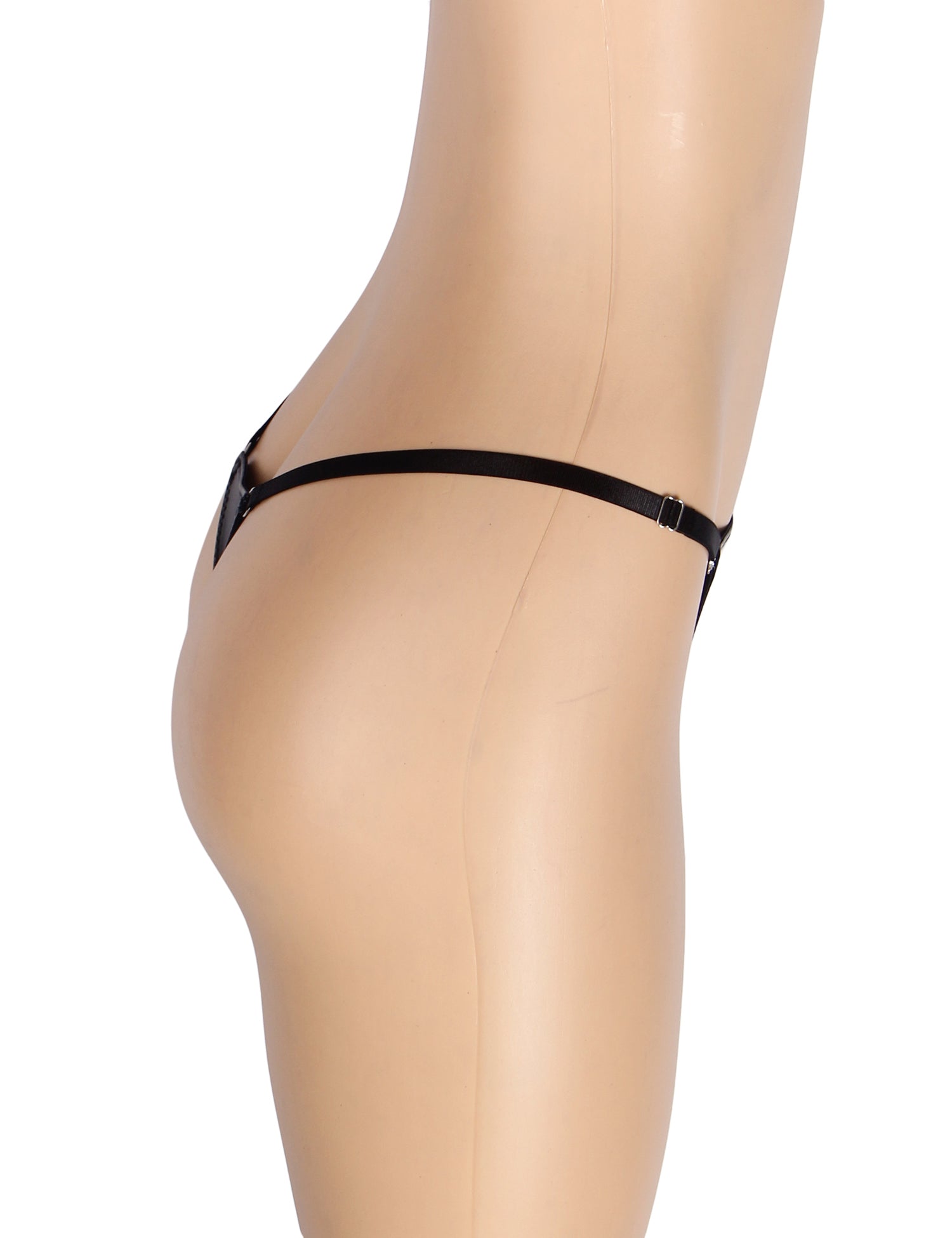Black Sexy PU Leather Adjustable Waist Women Thong Underwear